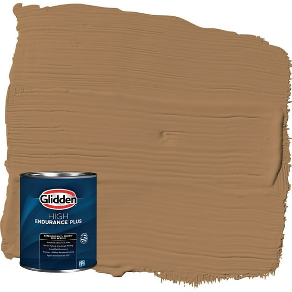 Glidden HEP Cinnamon Crunch / Brown Satin Exterior Paint with Primer, 1 Quart