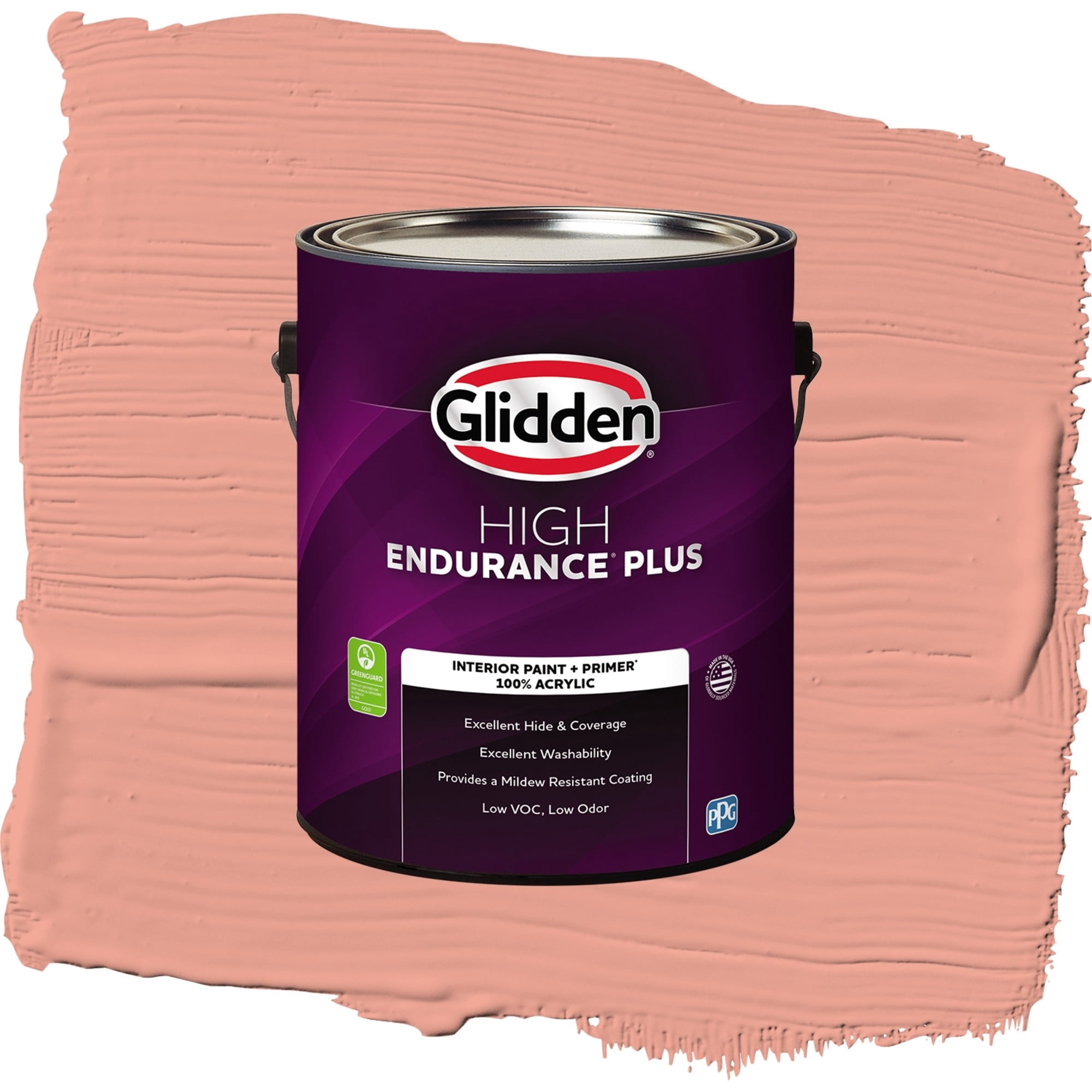 Glidden High Endurance Plus Coral Blush Flat Interior Paint and Primer, 1 Gallon