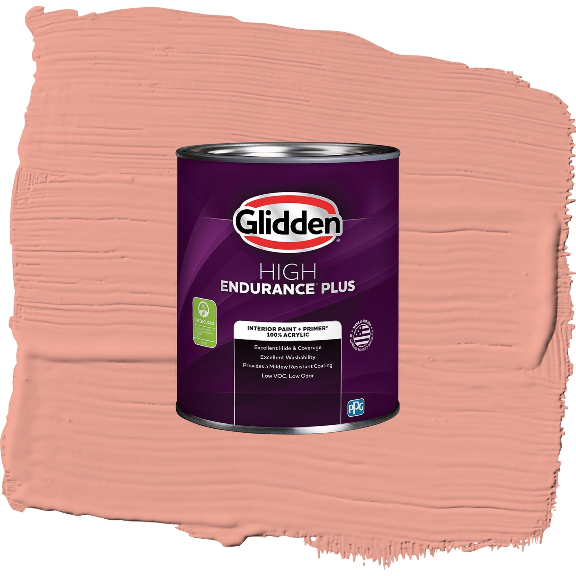 Glidden High Endurance Plus Coral Blush Flat Interior Paint and Primer, 1 Quart