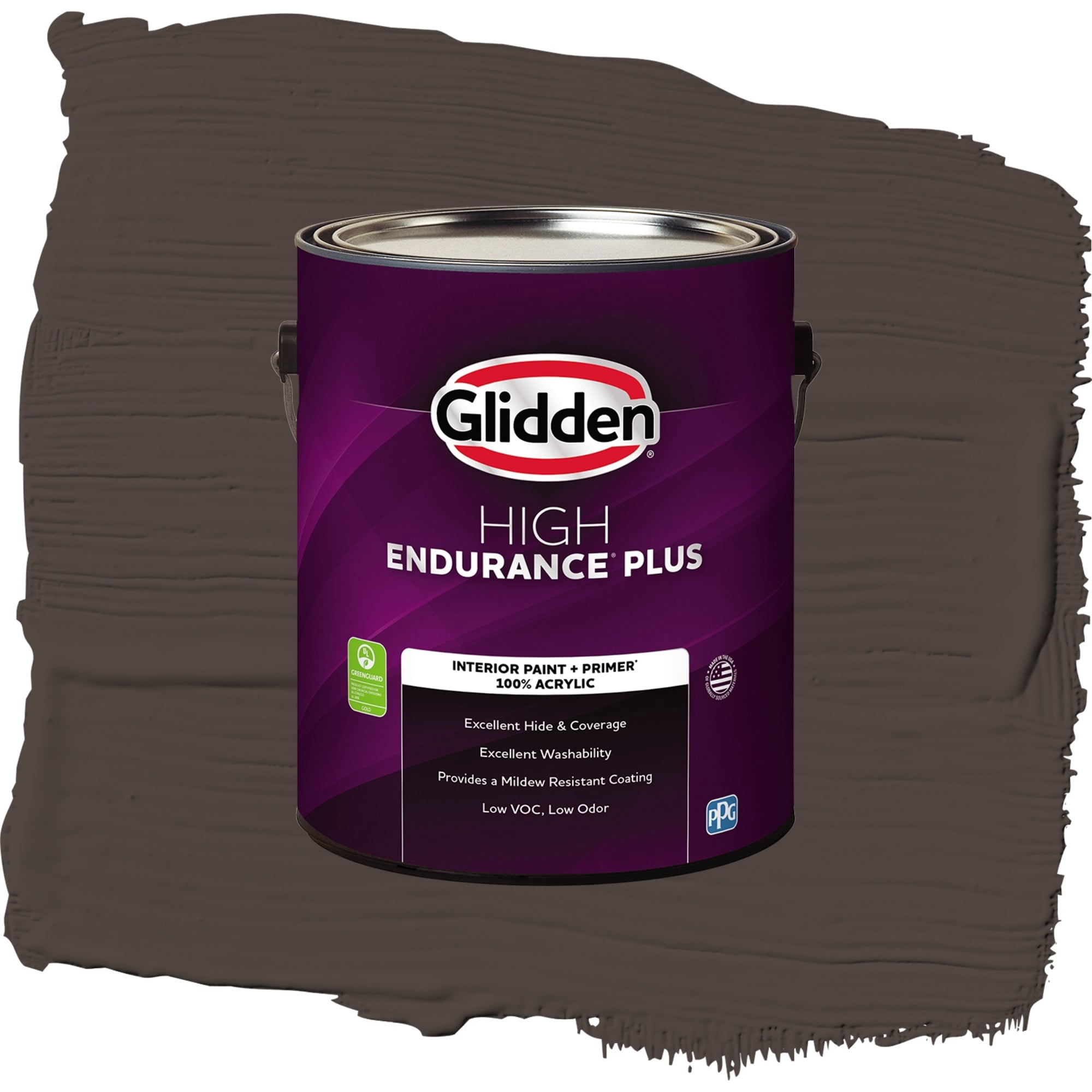 Glidden HEP Dark Granite / Brown, Flat Interior Paint with Primer, 1 Gallon