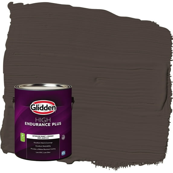 Glidden HEP Dark Granite / Brown Flat Interior Paint with Primer, 1 Gallon