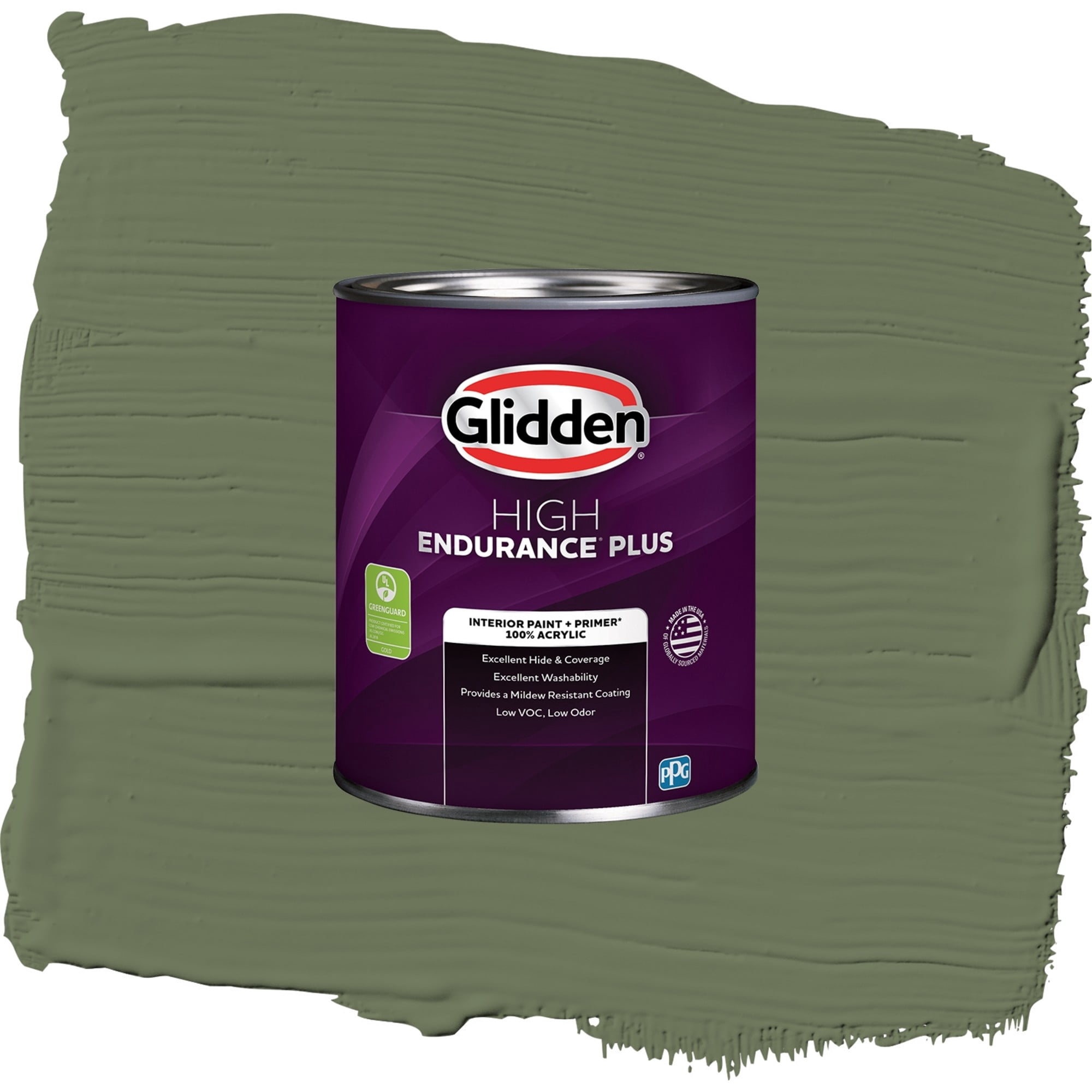 Glidden High Endurance Plus Dark Sage Semi Gloss Interior Paint and Primer, 1 Quart