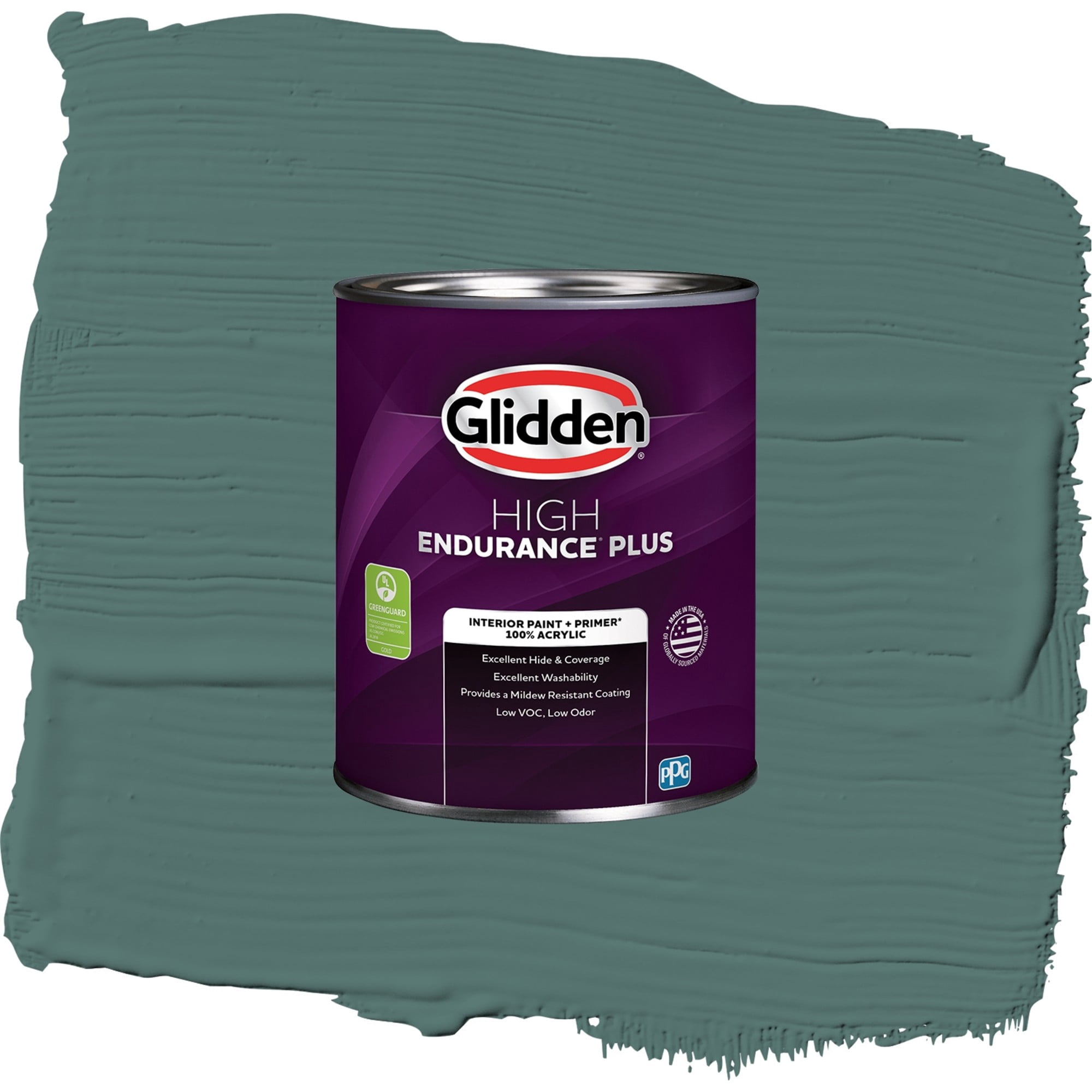 Glidden High Endurance Plus Evening Emerald Semi Gloss Interior Paint and Primer, 1 Quart