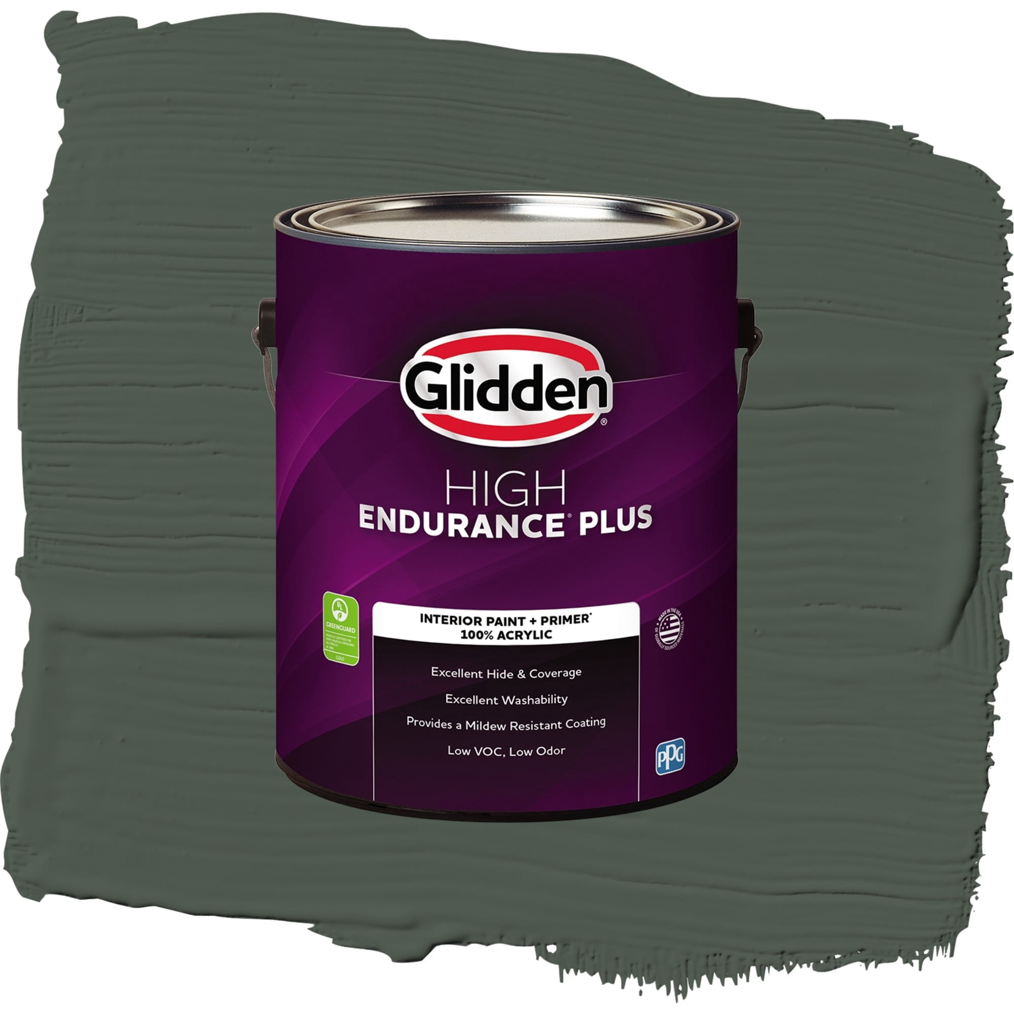 Glidden High Endurance Plus Evergreen Boughs Flat Interior Paint and Primer, 1 Gallon