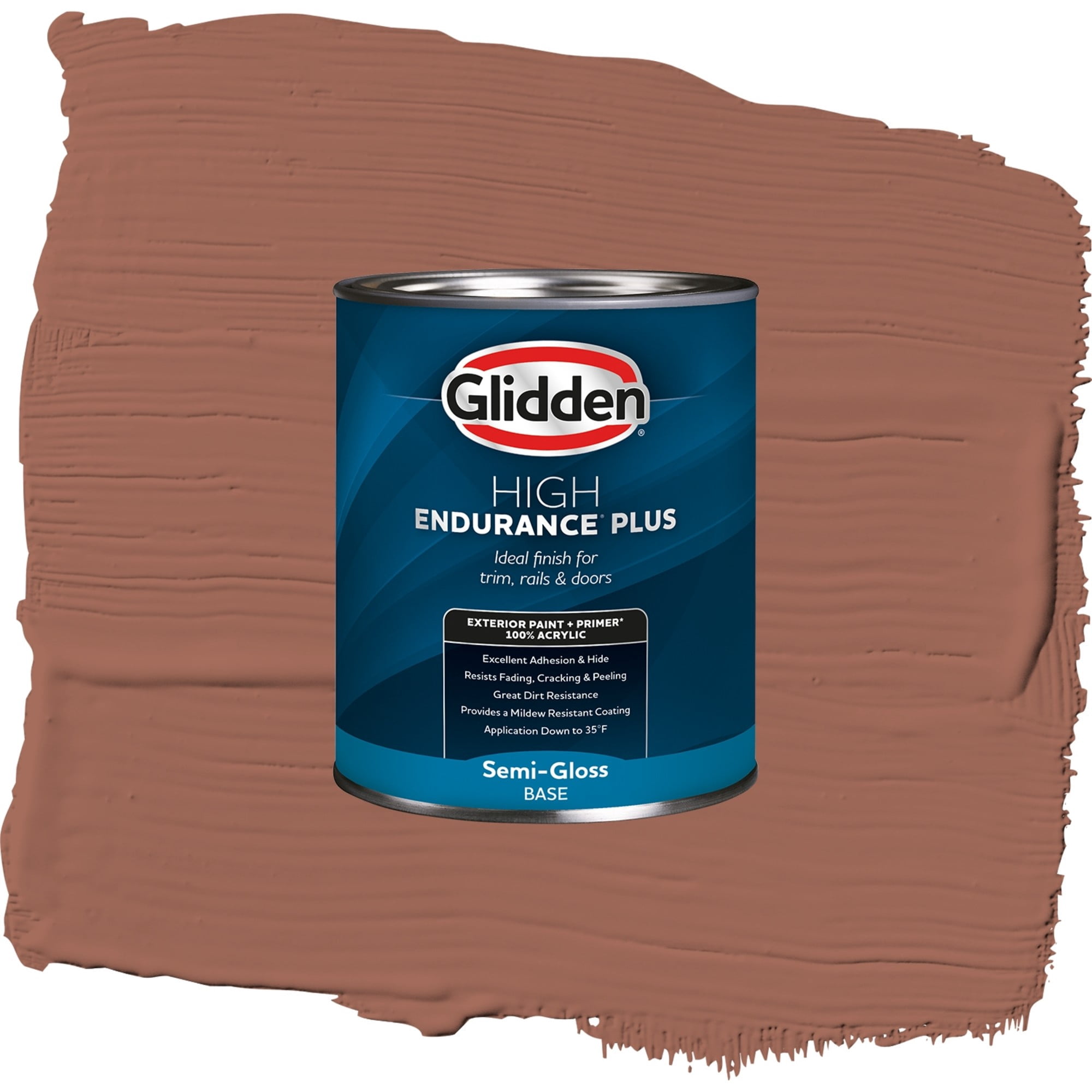 Glidden High Endurance Plus Apple Brown Betty Semi Gloss Exterior Paint and Primer, 1 Quart