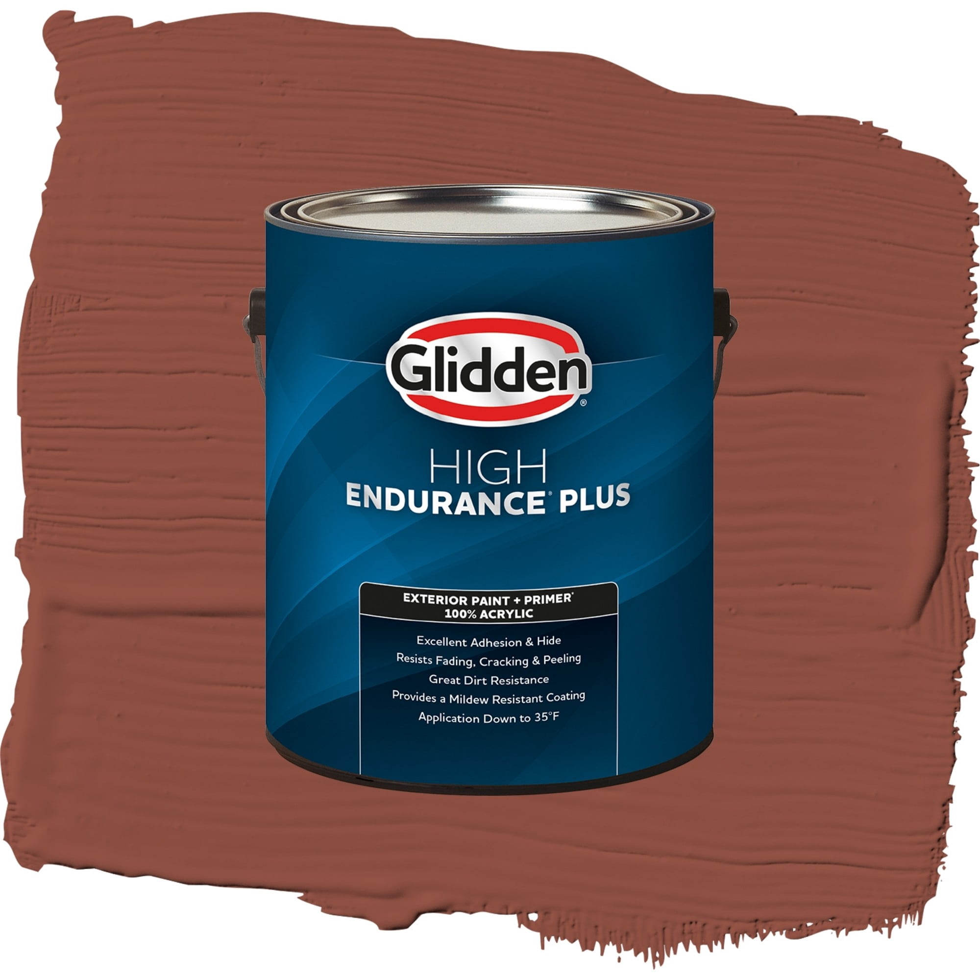 Glidden High Endurance Plus Baked Bean Flat Exterior Paint and Primer, 1 Gallon