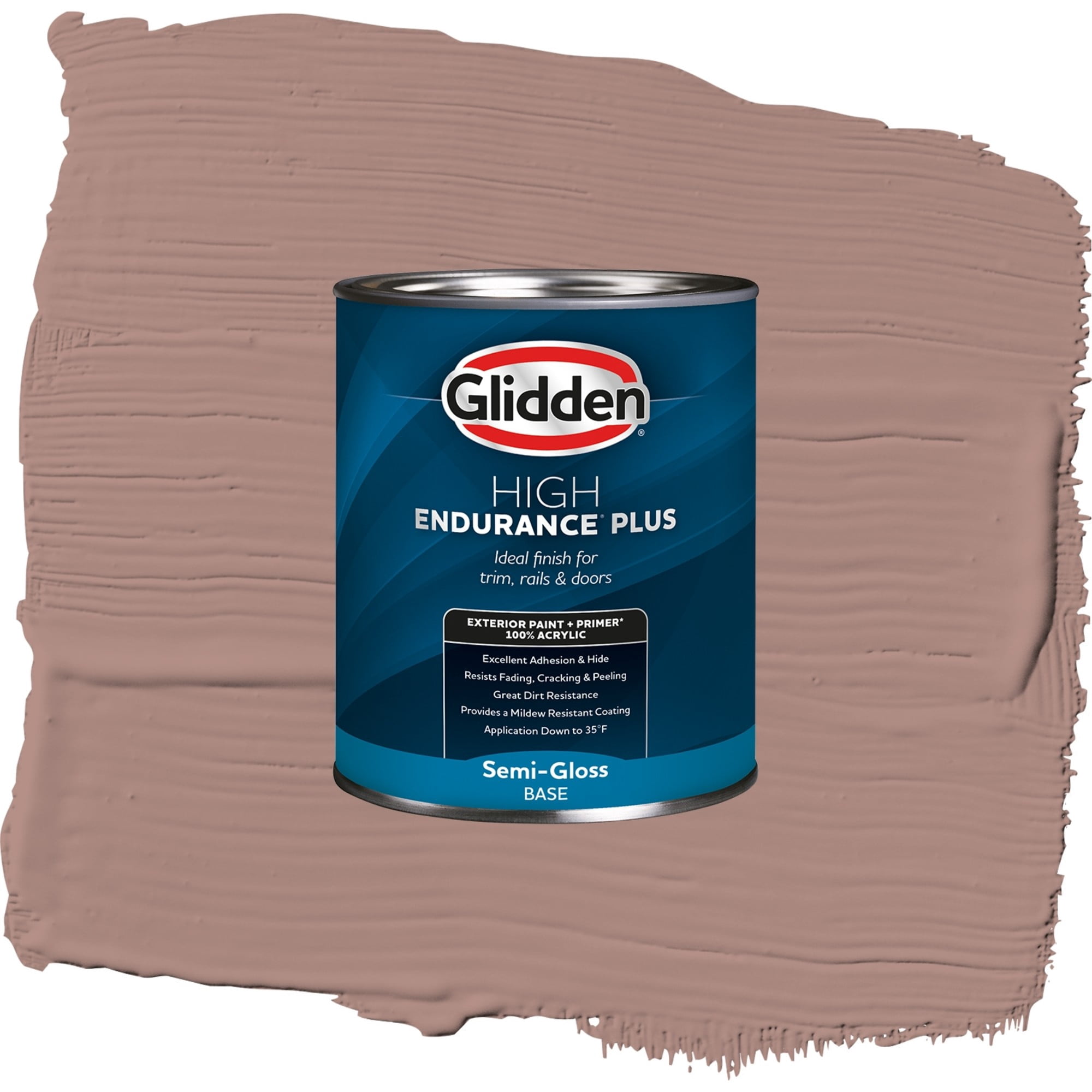 Glidden High Endurance Plus Bedford Brown Semi Gloss Exterior Paint and Primer, 1 Quart