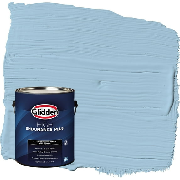 Glidden HEP Blue Bows / Blue Semi-Gloss Exterior Paint with Primer, 1 Gallon