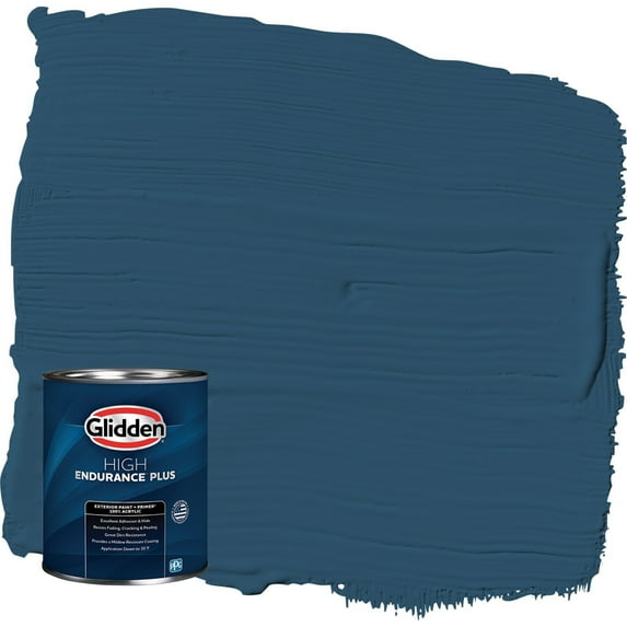 Glidden HEP Blue Lava / Blue Satin Exterior Paint with Primer, 1 Quart