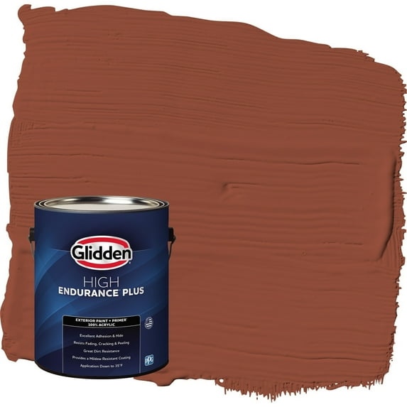 Glidden HEP Burled Redwood / Brown Satin Exterior Paint with Primer, 1 Gallon
