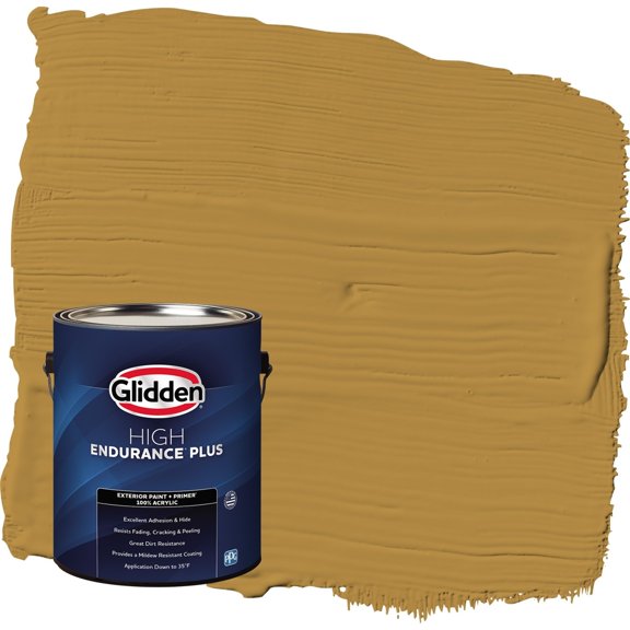 Glidden HEP Butterscotch Ripple / Yellow Semi-Gloss Exterior Paint with Primer, 1 Gallon