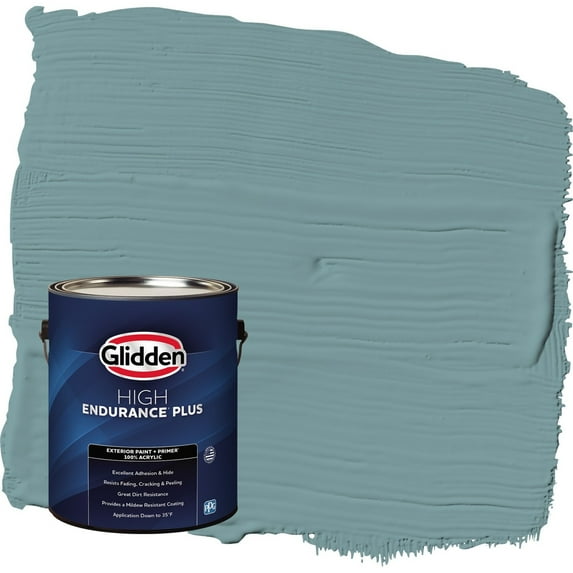Glidden HEP Cathedral Glass / Aqua Flat Exterior Paint with Primer, 1 Gallon