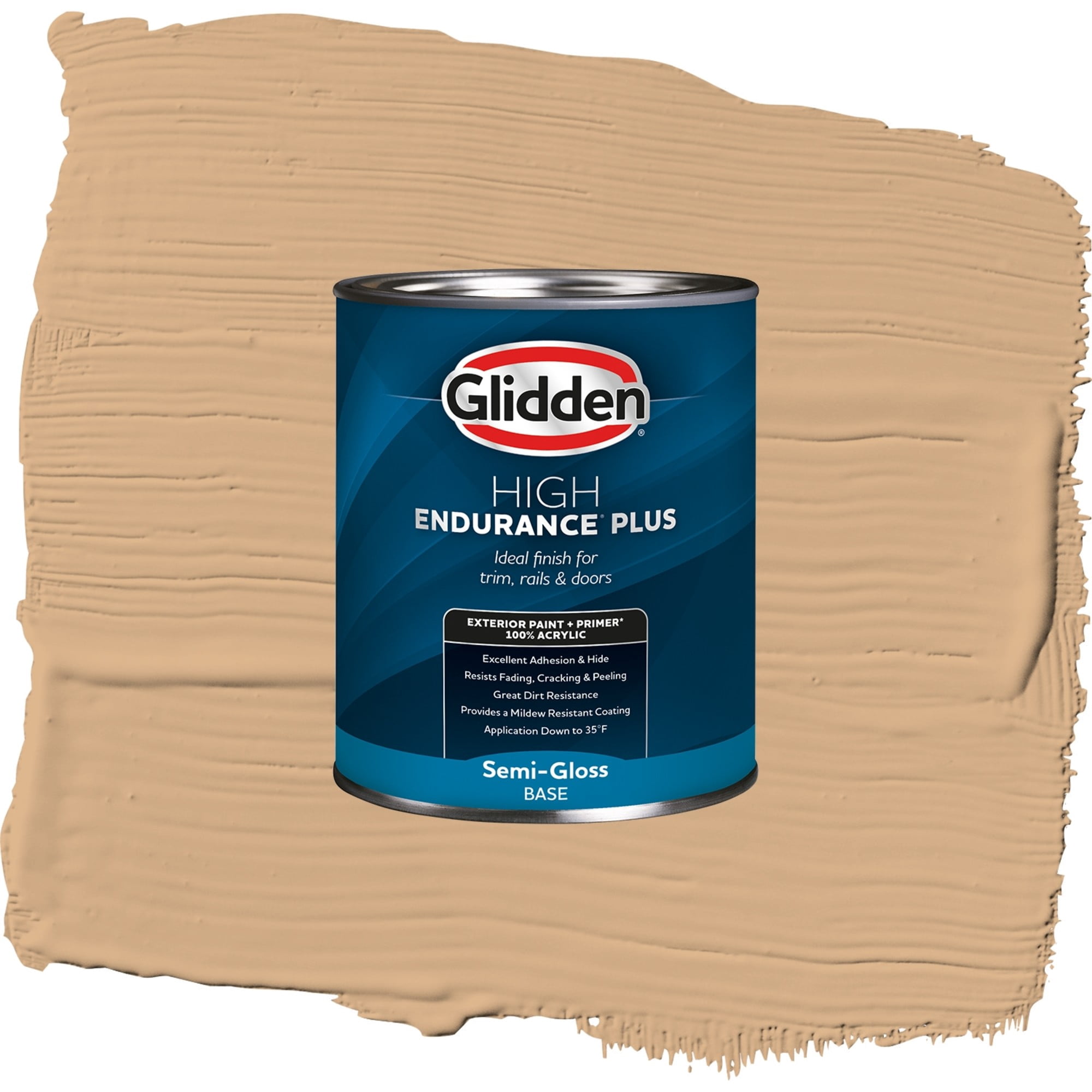 Glidden High Endurance Plus Cheddar Biscuit Satin Exterior Paint and Primer, 1 Quart