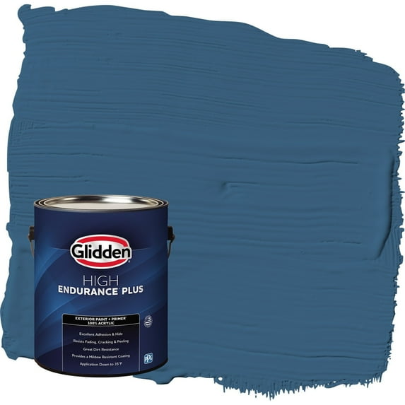 Glidden HEP Chinese Porcelain / Blue Flat Exterior Paint with Primer, 1 Gallon