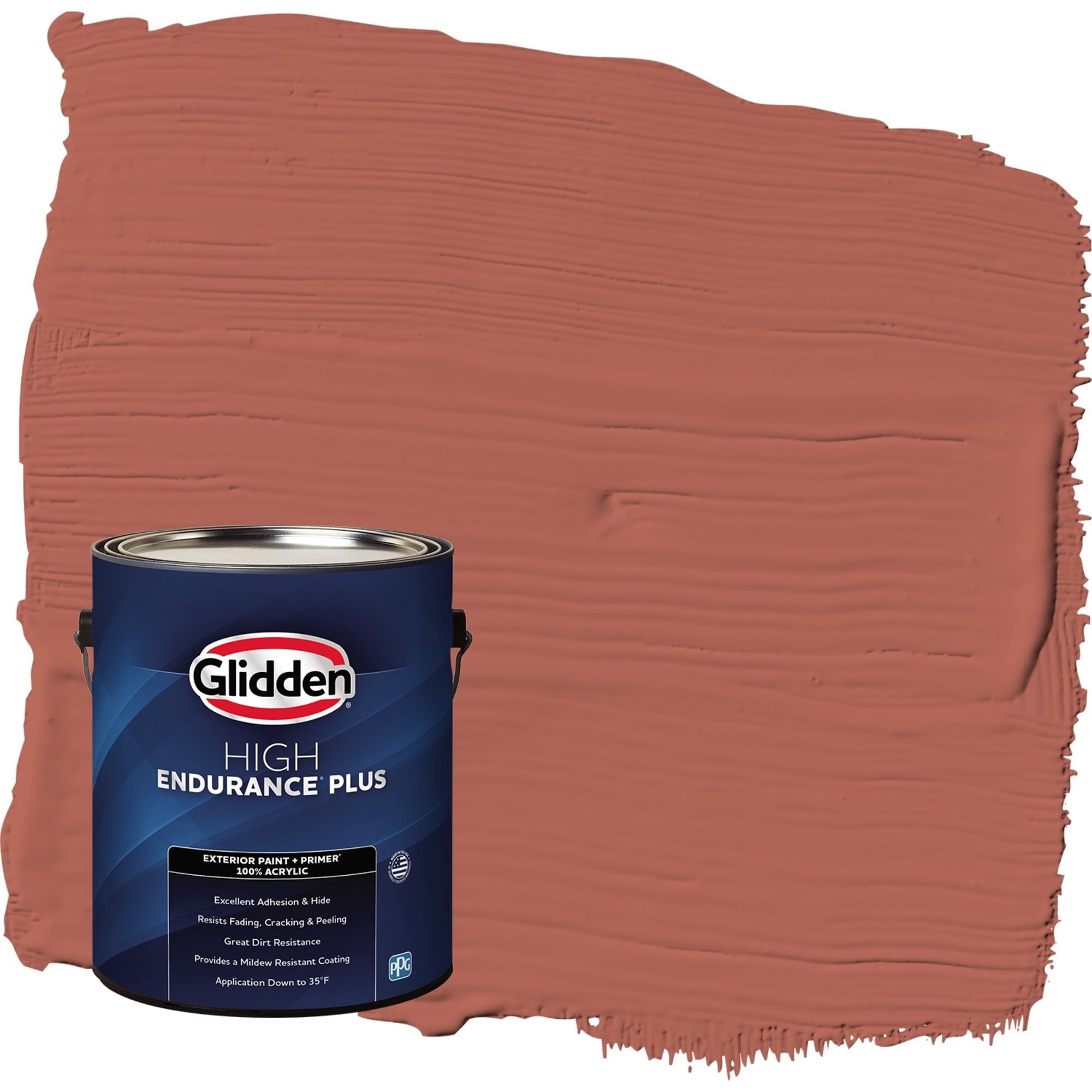 Glidden HEP Cinnabar / Red Flat Exterior Paint with Primer, 1 Gallon