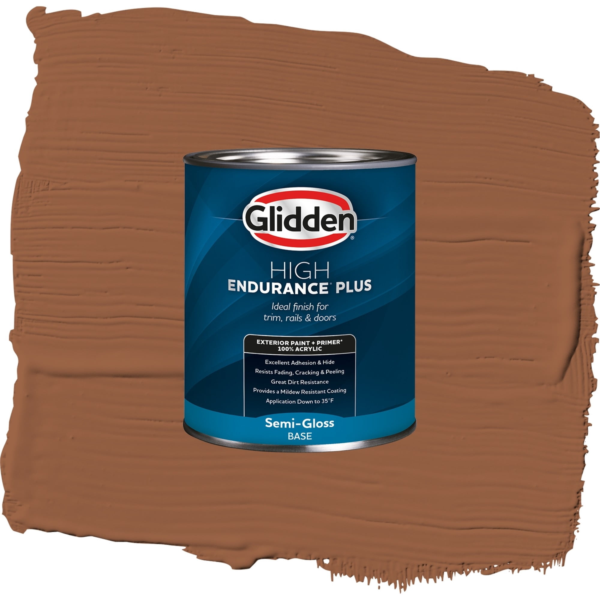 Glidden High Endurance Plus Cinnamon Spice Semi Gloss Exterior Paint and Primer, 1 Quart