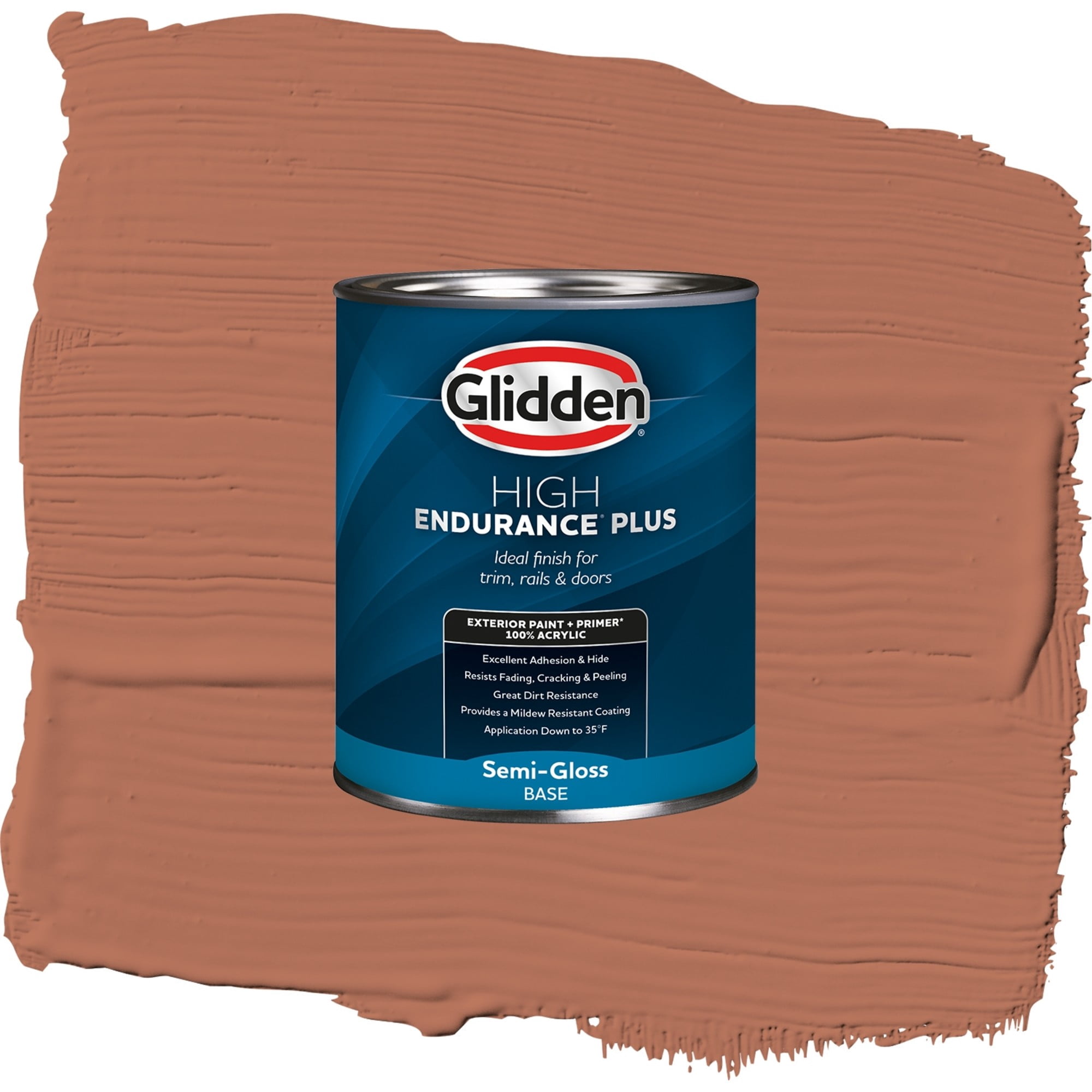 Glidden High Endurance Plus Copper Beech Semi Gloss Exterior Paint and Primer, 1 Quart