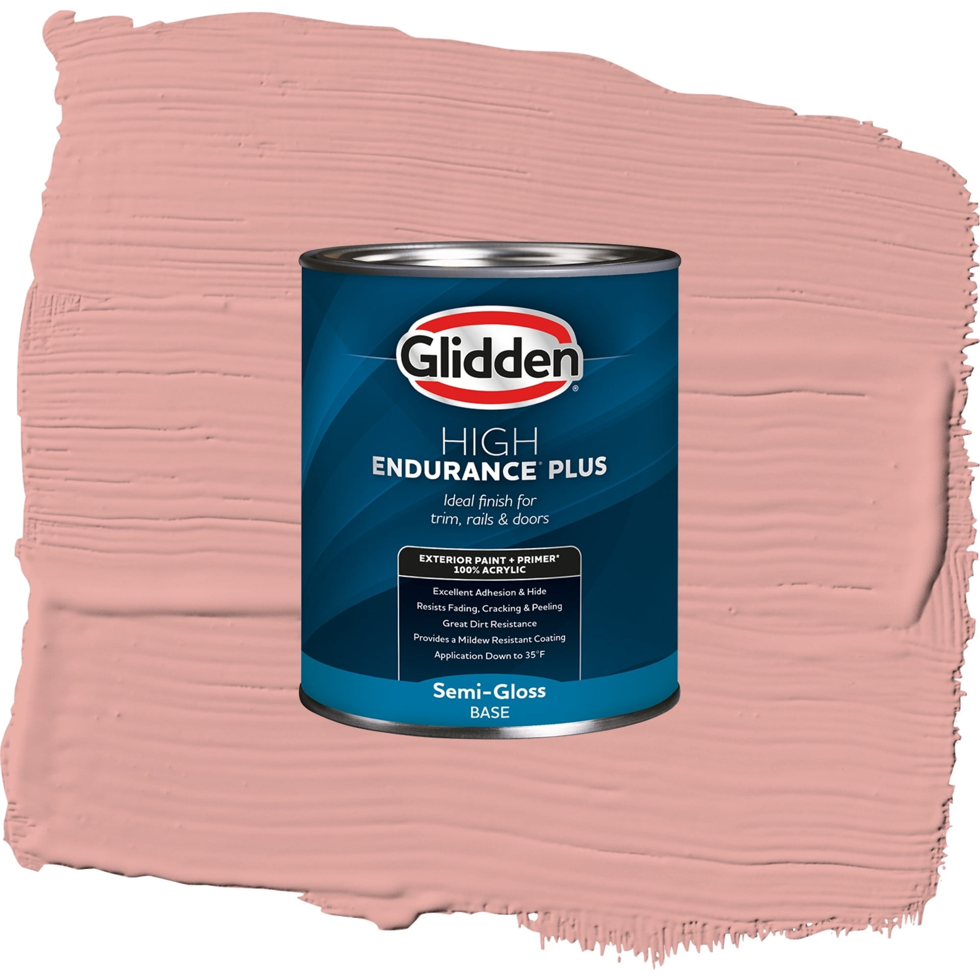 Glidden High Endurance Plus Coral Cove Satin Exterior Paint and Primer, 1 Quart