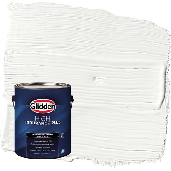 Glidden HEP Delicate White Satin Exterior Paint with Primer, 1 Gallon