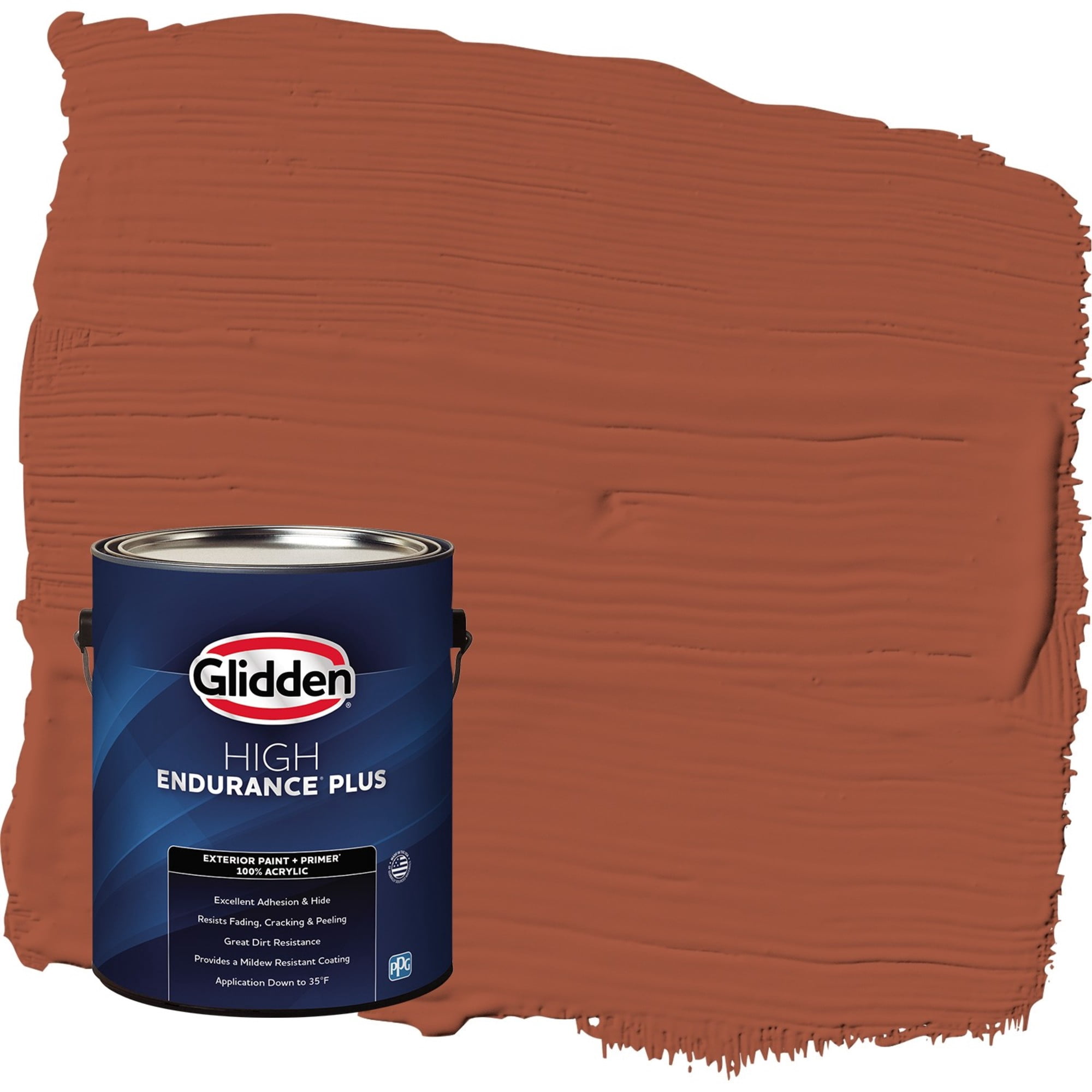 Glidden HEP Ancient Copper / Orange Flat Exterior Paint with Primer, 1 Gallon