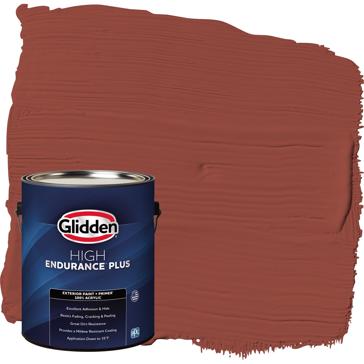 Glidden HEP Exterior Paint + Primer Flat, Cedar Chest / Brown, 1 Gallon