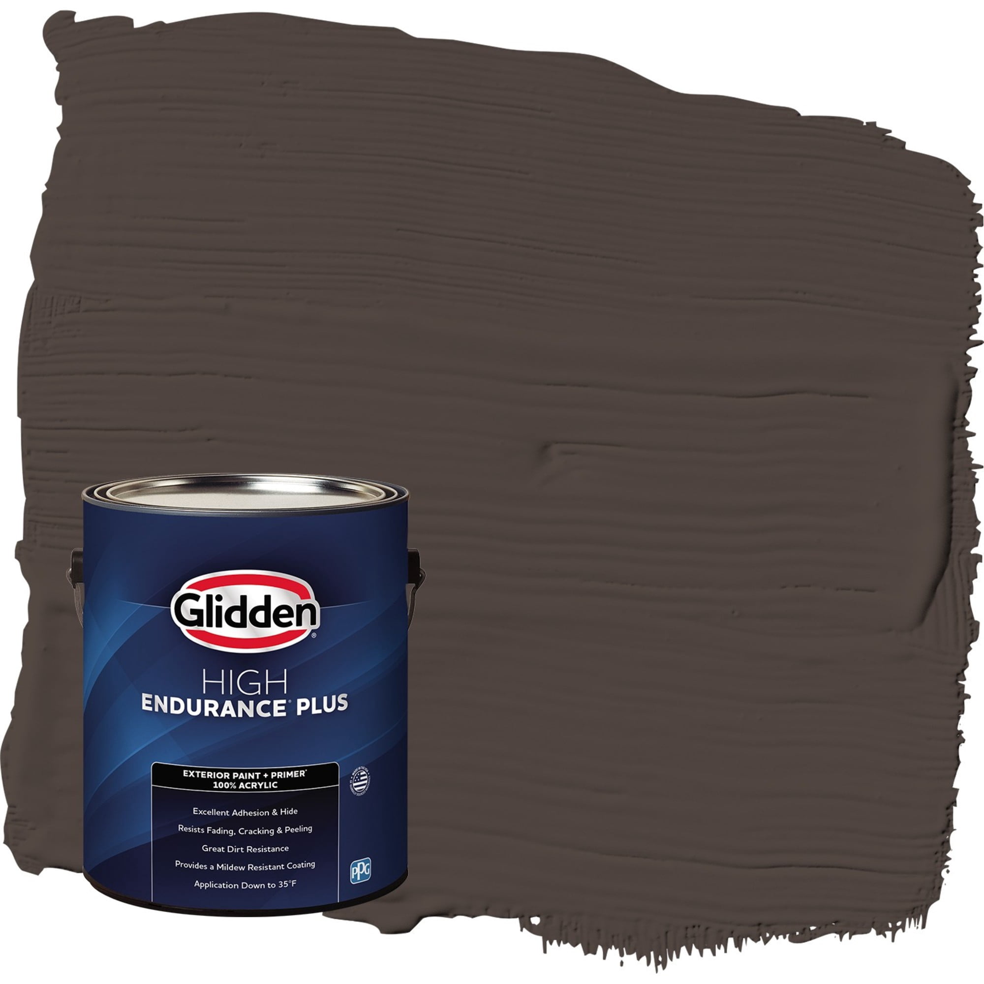 Glidden HEP Dark Granite / Brown Flat Exterior Paint with Primer, 1 Gallon