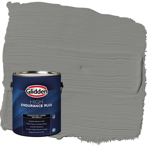 Glidden HEP Downpour / Grey Flat Exterior Paint with Primer, 1 Gallon