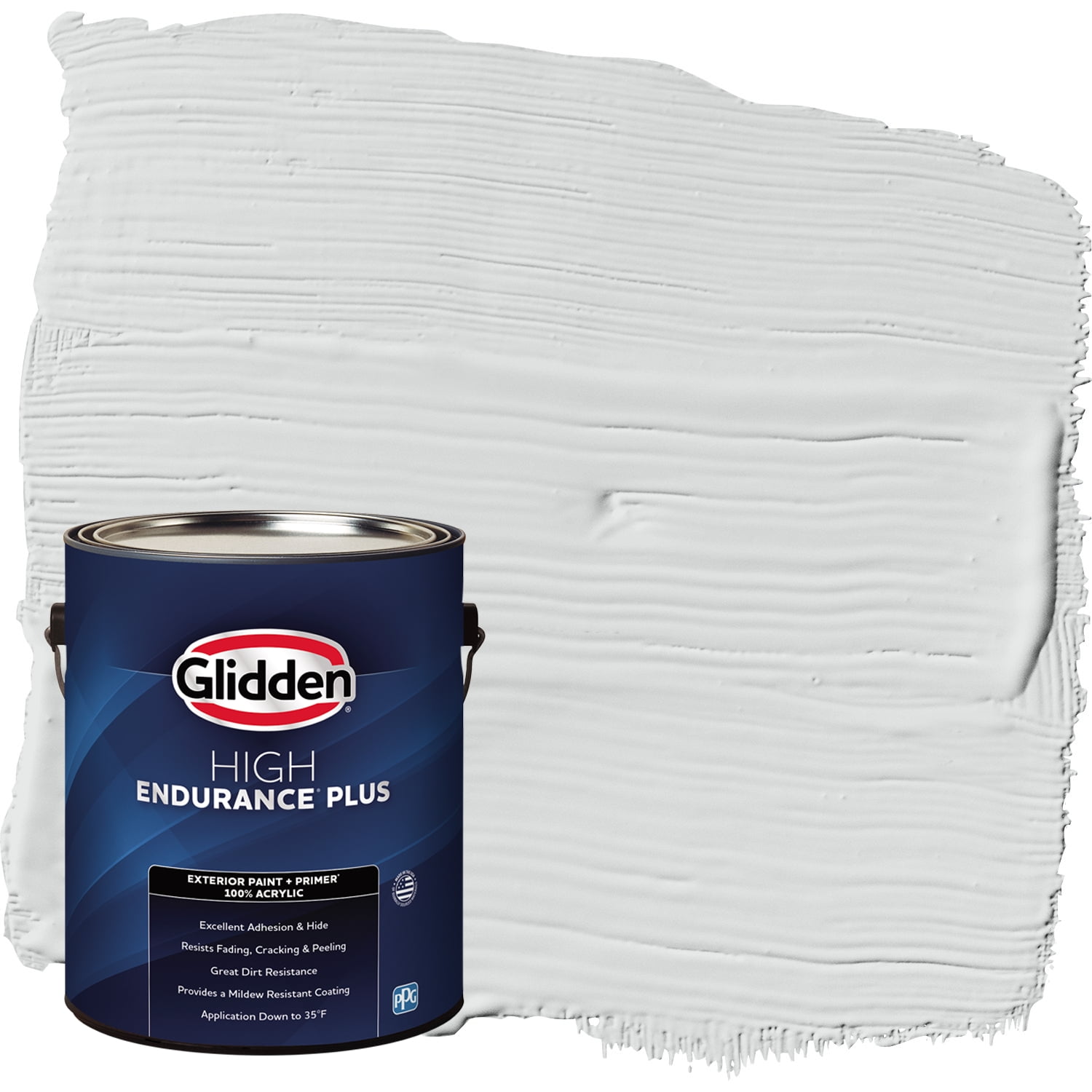 Glidden HEP Exterior Paint + Primer Flat, Thin Ice / Gray, 1 Gallon