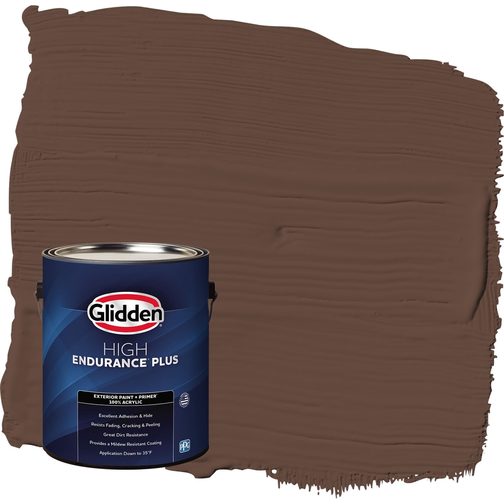 Glidden HEP Fudge / Brown Satin Exterior Paint with Primer, 1 Gallon