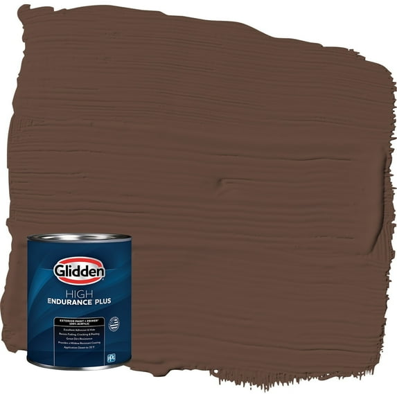 Glidden HEP Fudge / Brown Satin Exterior Paint with Primer, 1 Quart