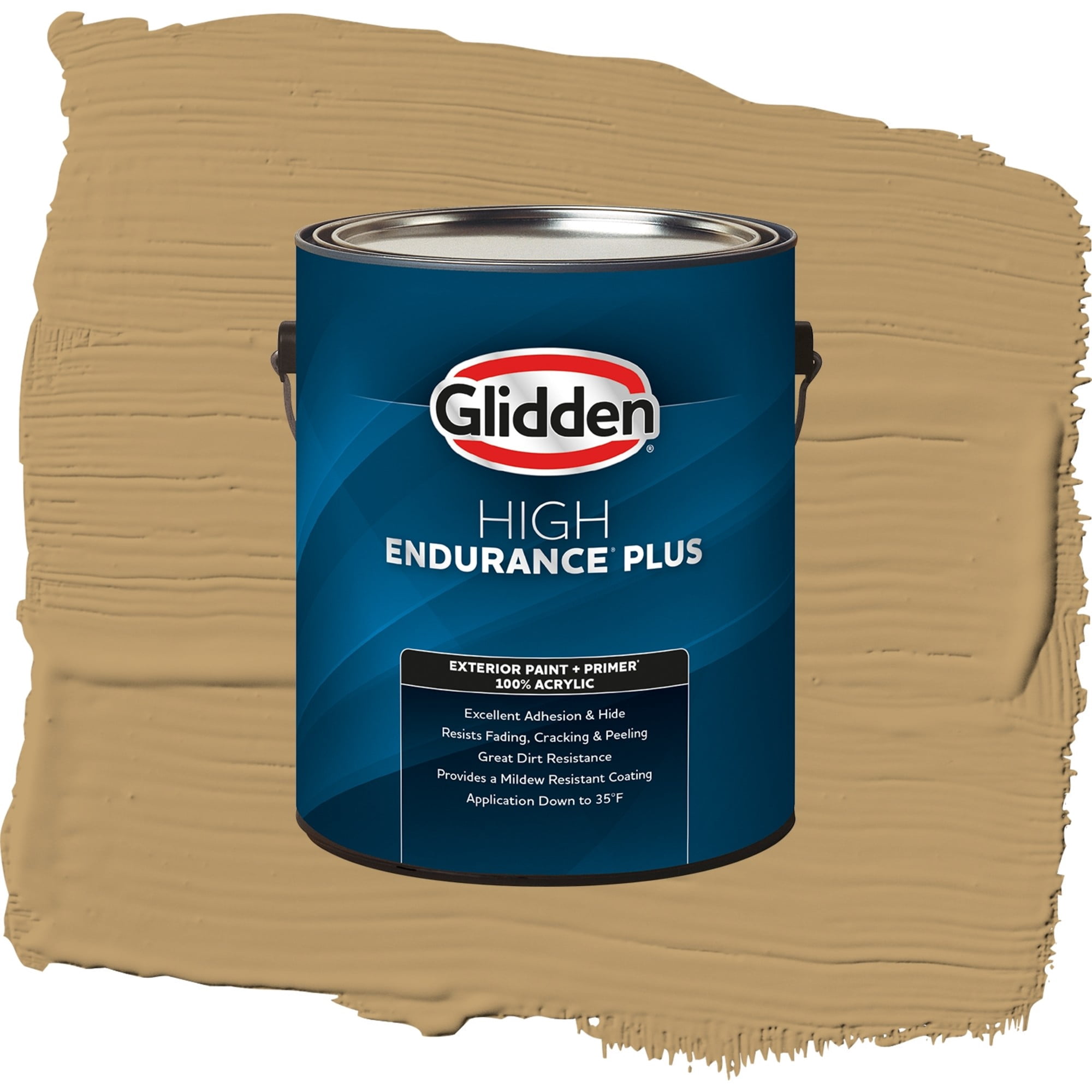 Glidden High Endurance Plus Golden Granola Flat Exterior Paint and Primer, 1 Gallon