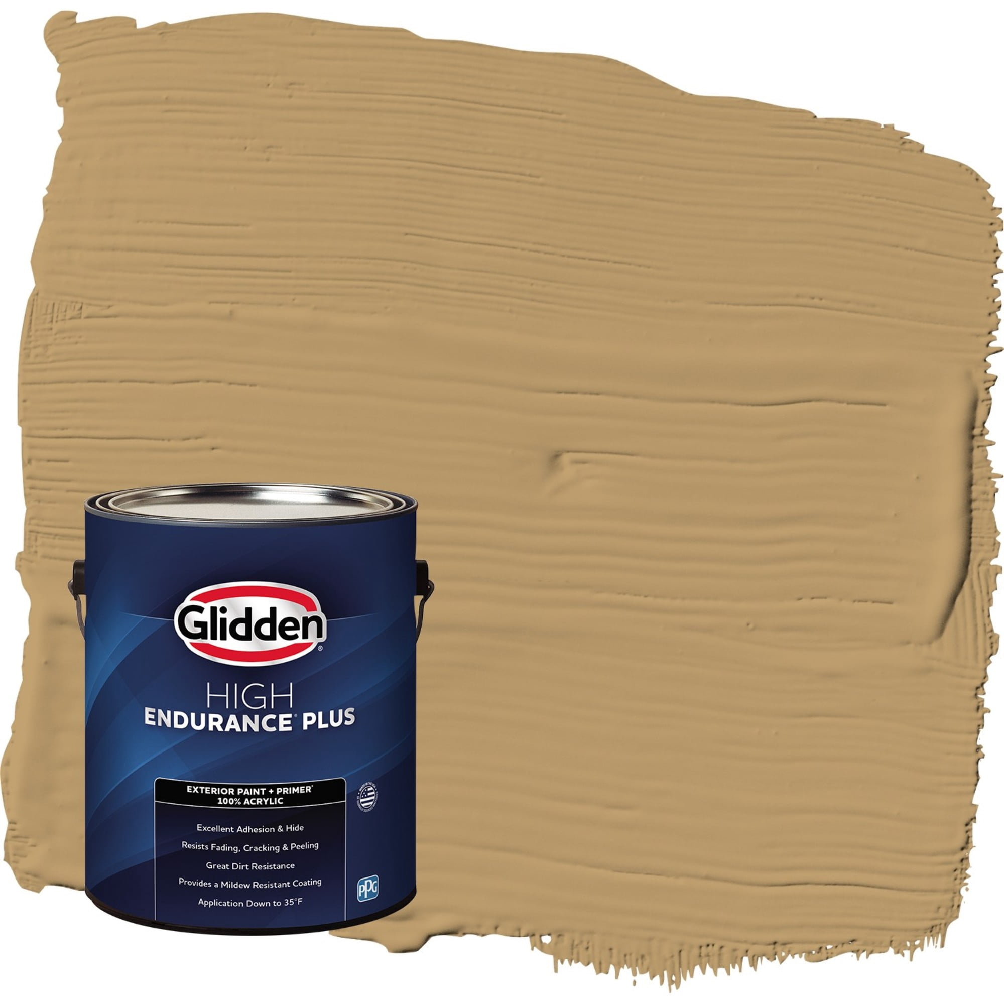 Glidden HEP Golden Granola / Beige Satin Exterior Paint with Primer, 1 Gallon