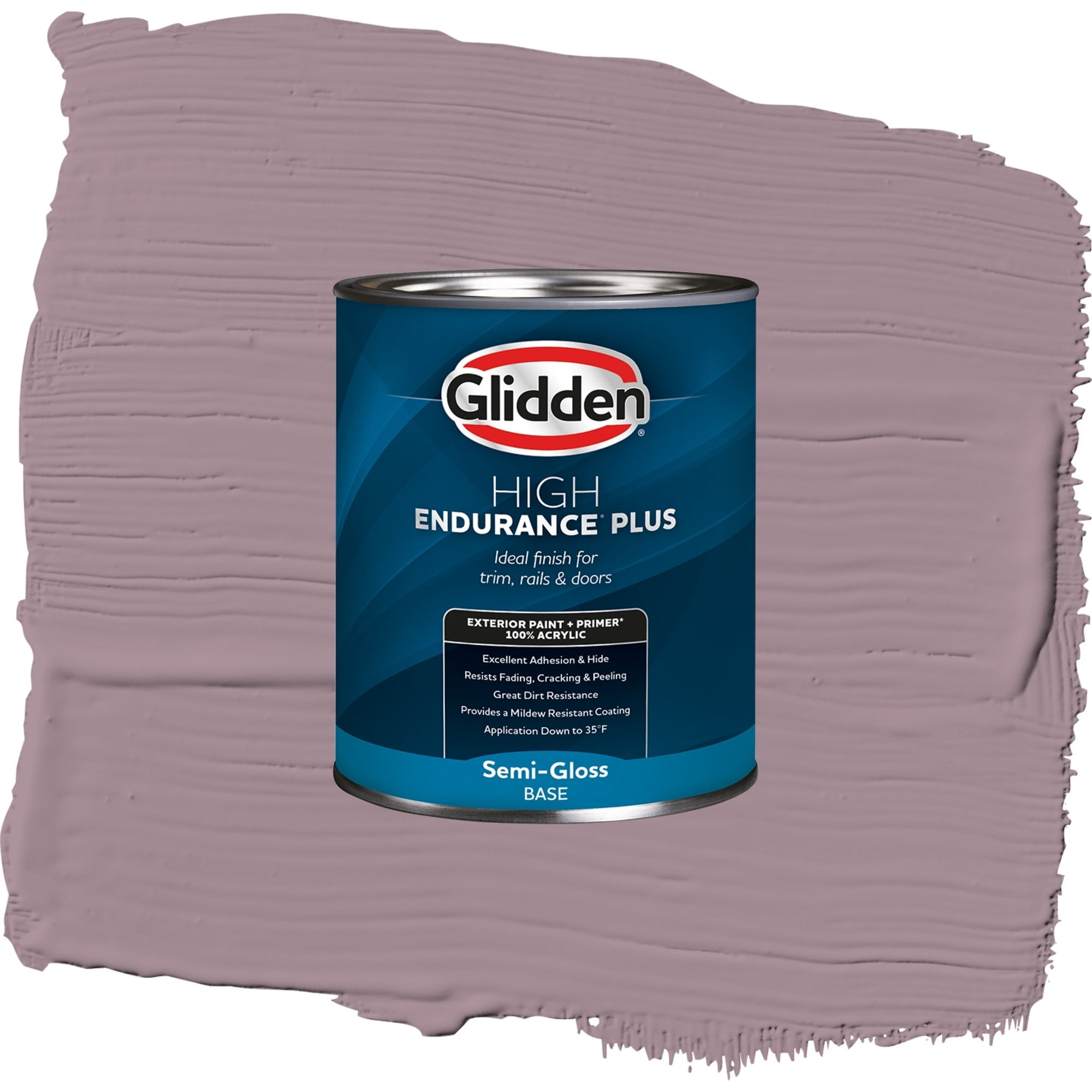 Glidden High Endurance Plus Gothic Amethyst Semi Gloss Exterior Paint and Primer, 1 Quart