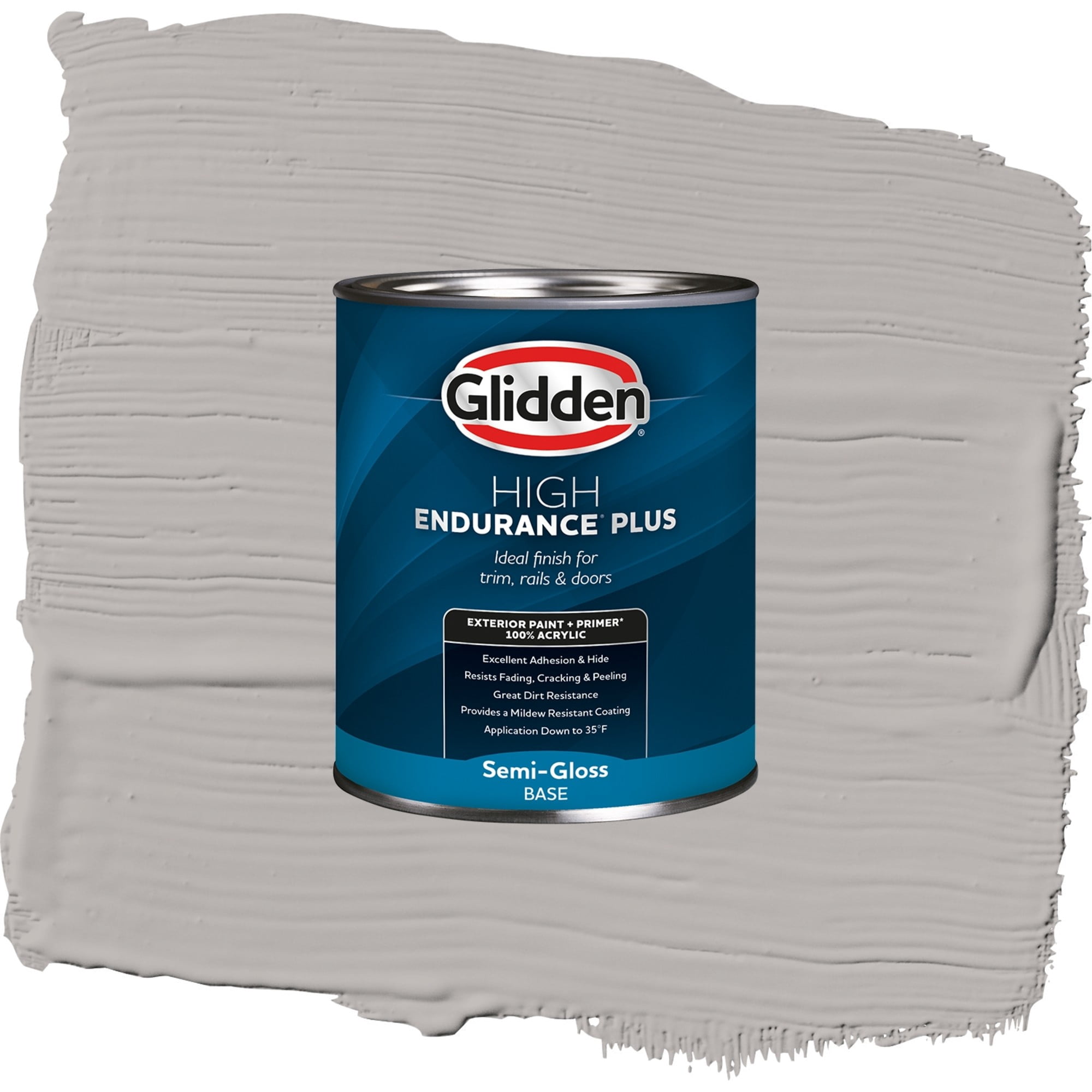 Glidden High Endurance Plus Gray Marble Satin Exterior Paint and Primer, 1 Quart