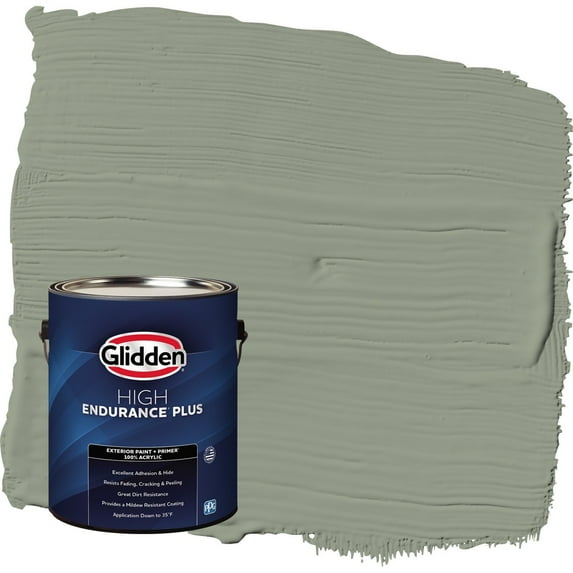 Glidden HEP Green Tea Leaf / Green Flat Exterior Paint with Primer, 1 Gallon