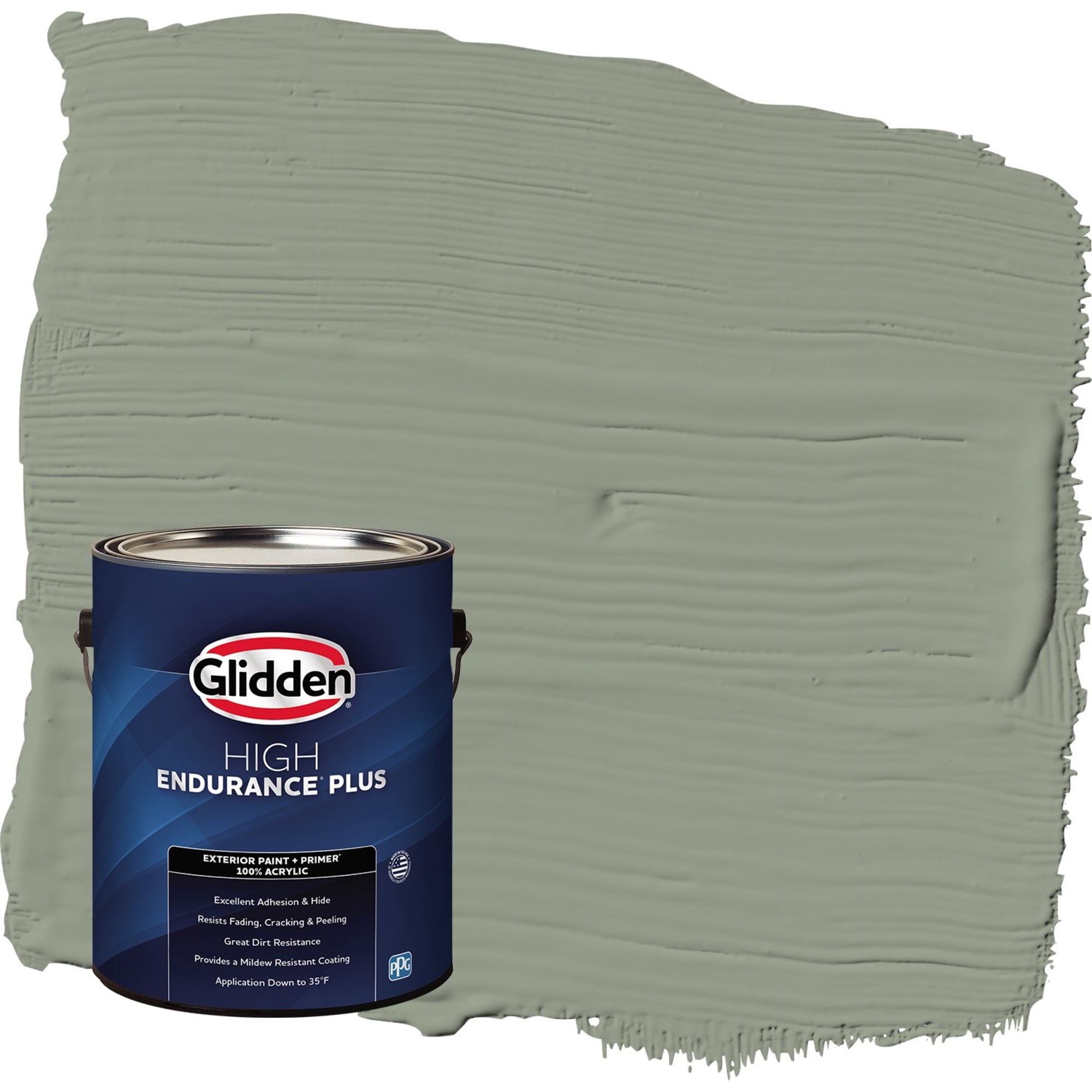 Glidden HEP Green Tea Leaf / Green Satin Exterior Paint with Primer, 1 Gallon
