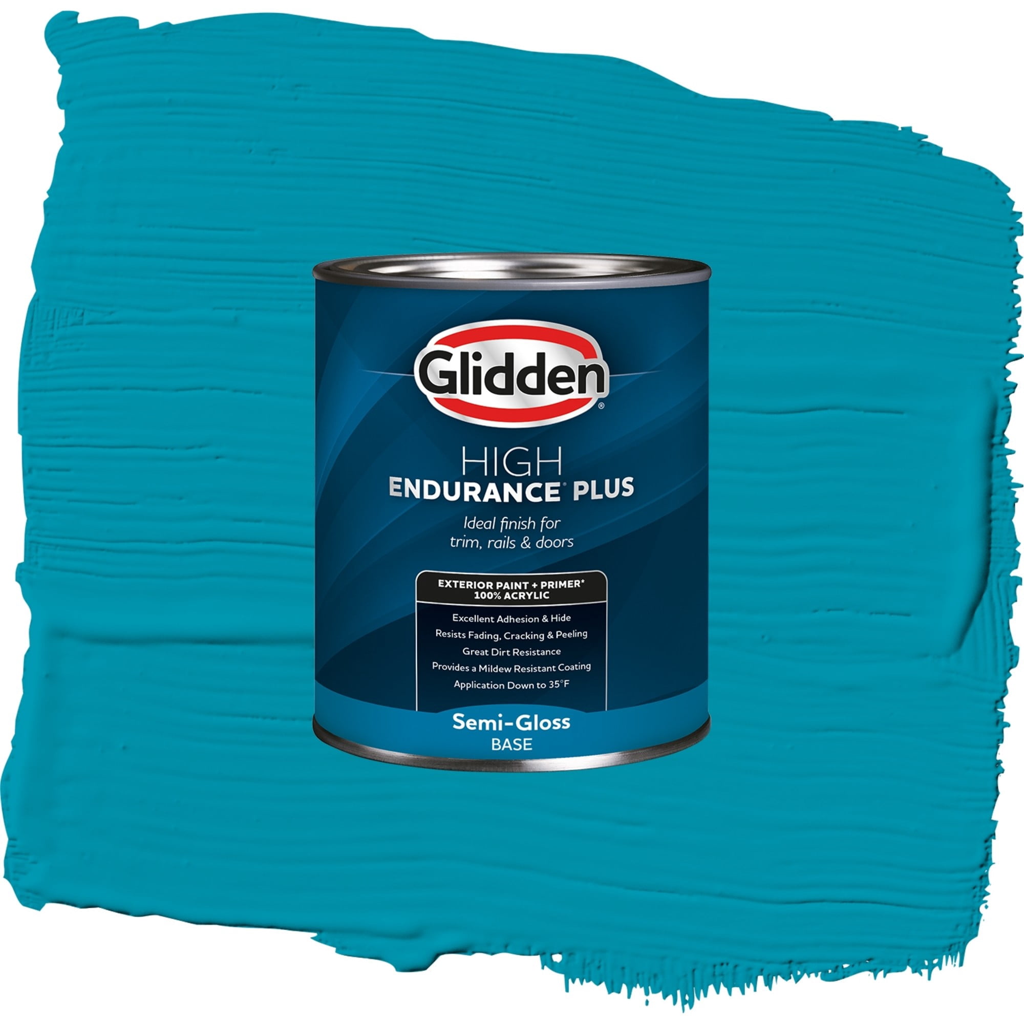 Glidden High Endurance Plus Mediterranean Blue Semi Gloss Exterior Paint and Primer, 1 Quart