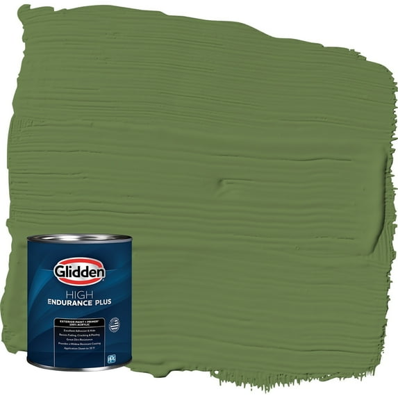 Glidden HEP Mint Leaves / Green Satin Exterior Paint with Primer, 1 Quart