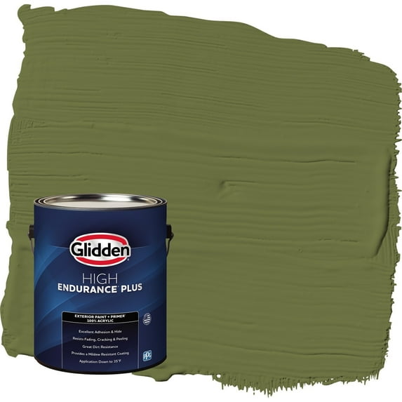 Glidden HEP Oakmoss / Green Flat Exterior Paint with Primer, 1 Gallon