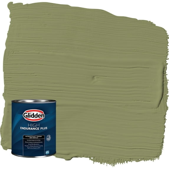 Glidden HEP Paid in Full / Green Satin Exterior Paint with Primer, 1 Quart