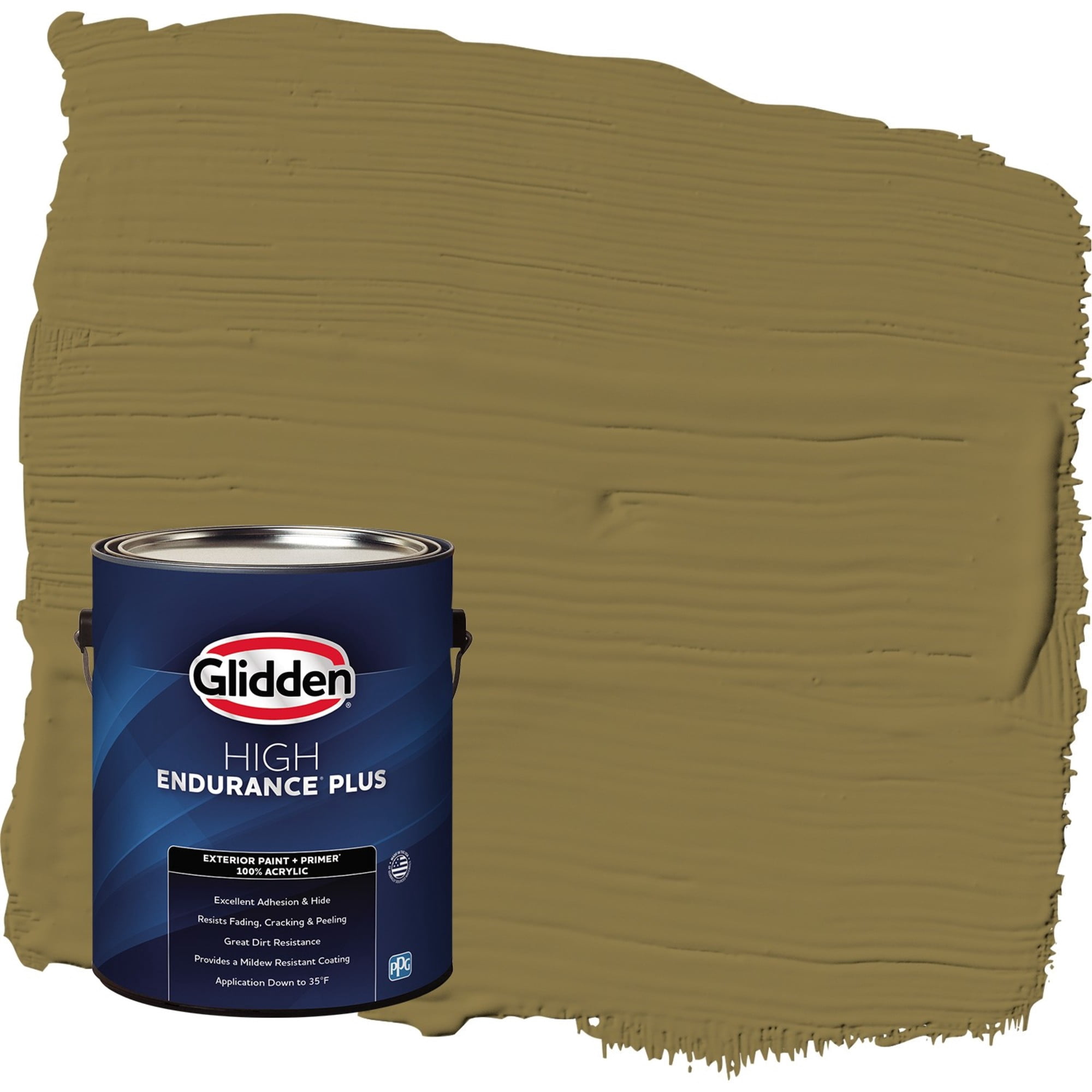 Glidden HEP Pickled Okra / Green Flat Exterior Paint with Primer, 1 Gallon