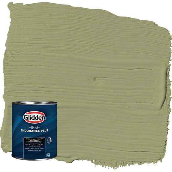Glidden HEP Pine Trail / Green Satin Exterior Paint with Primer, 1 Quart