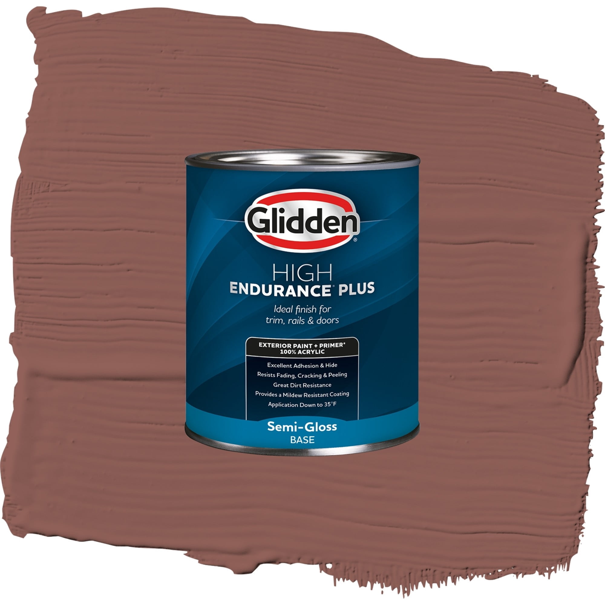 Glidden High Endurance Plus Raspberry Truffle Satin Exterior Paint and Primer, 1 Quart