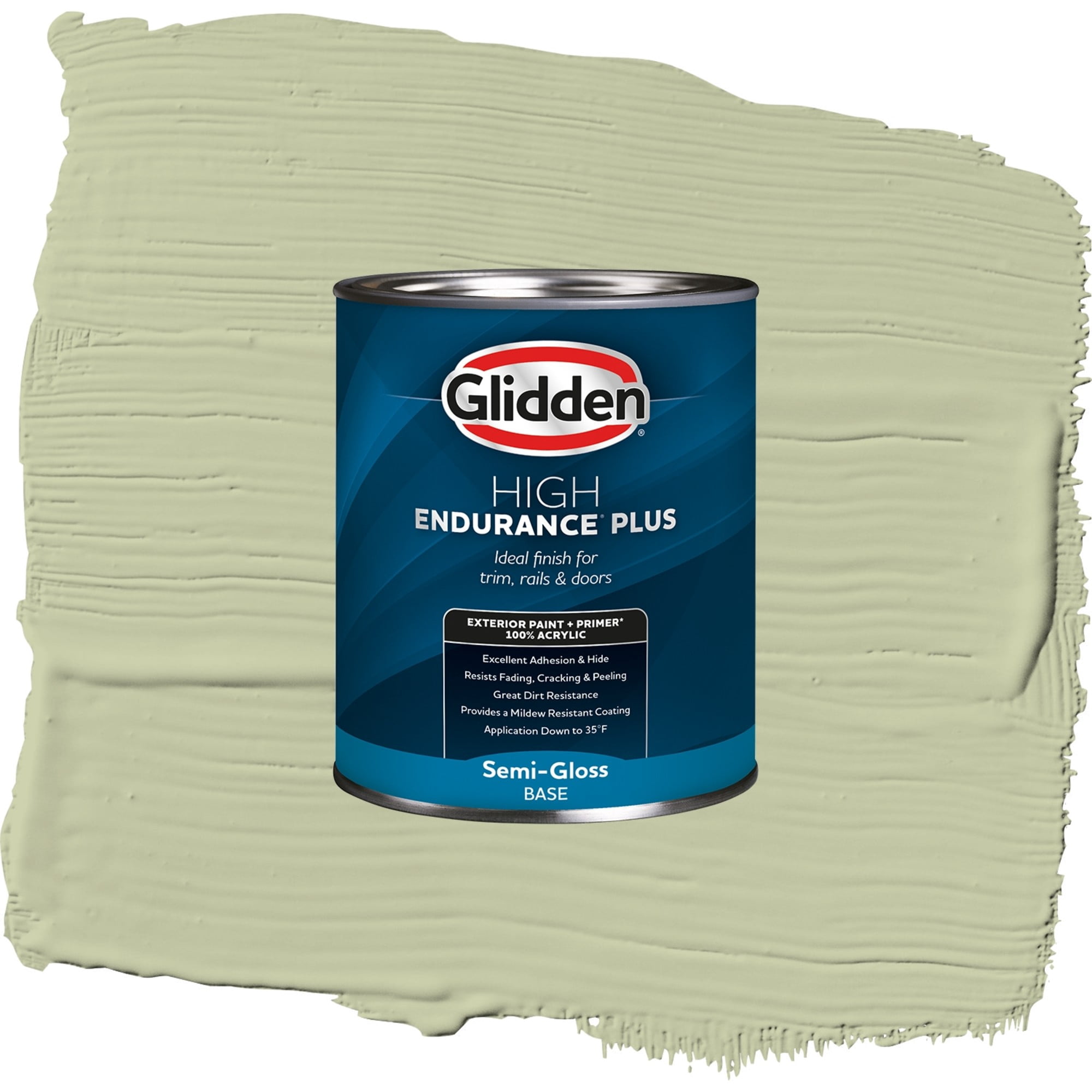 Glidden High Endurance Plus Sage Splendor Satin Exterior Paint and Primer, 1 Quart