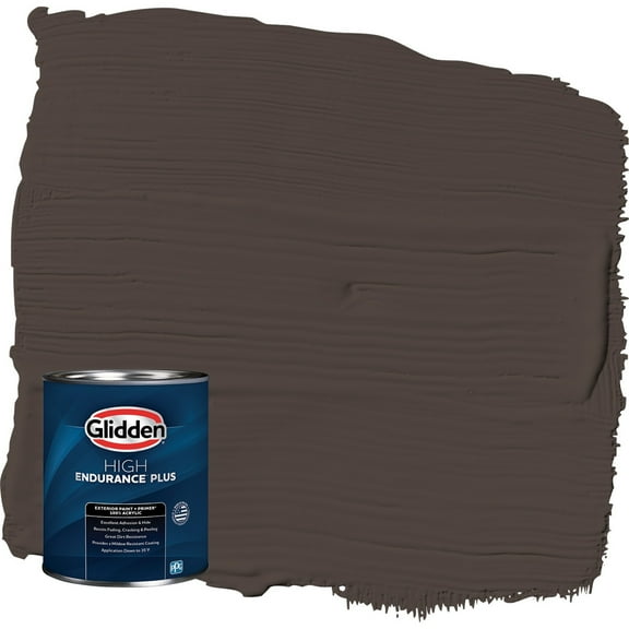 Glidden HEP Dark Granite / Brown Satin Exterior Paint with Primer, 1 Quart