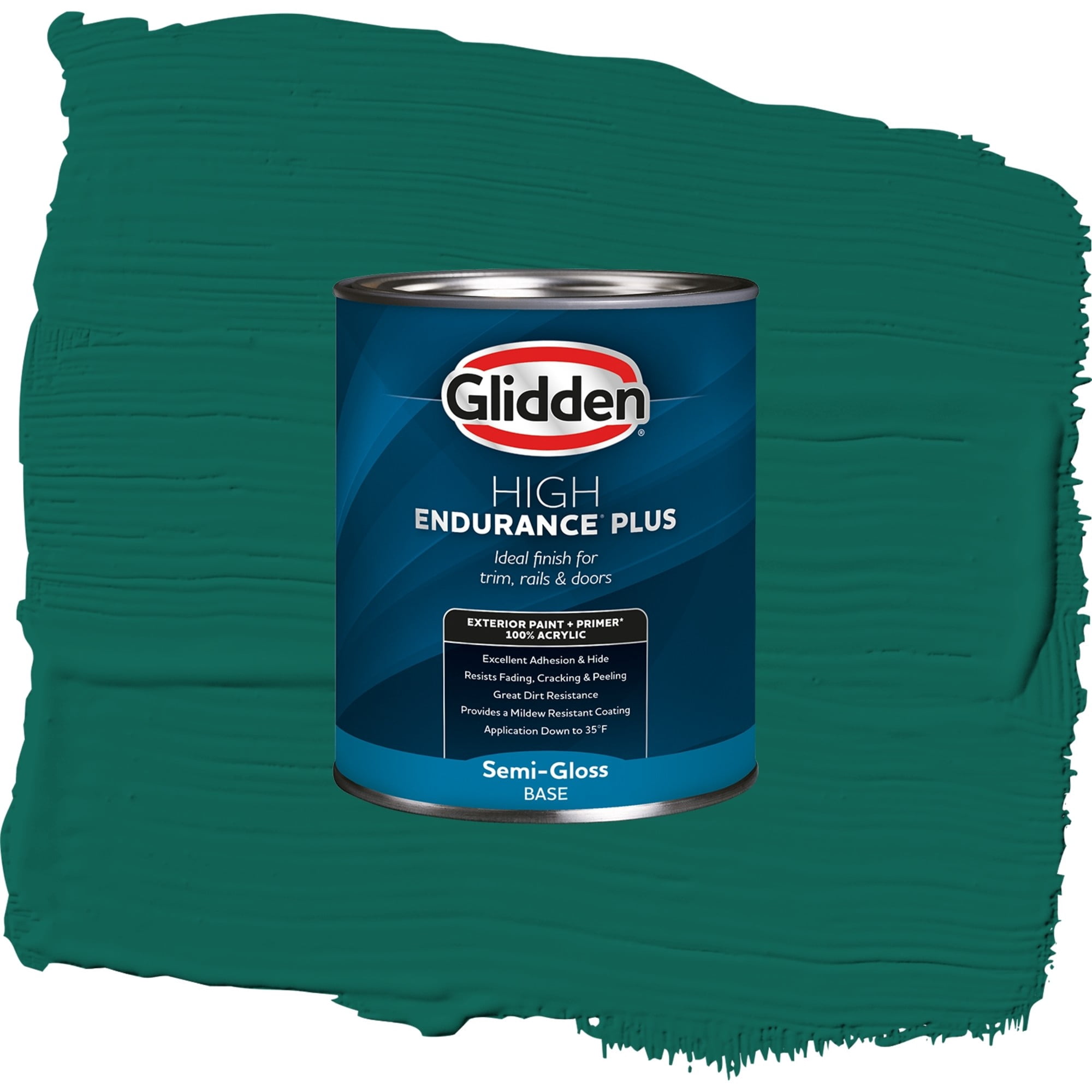 Glidden High Endurance Plus Deep Veridian Satin Exterior Paint and Primer, 1 Quart