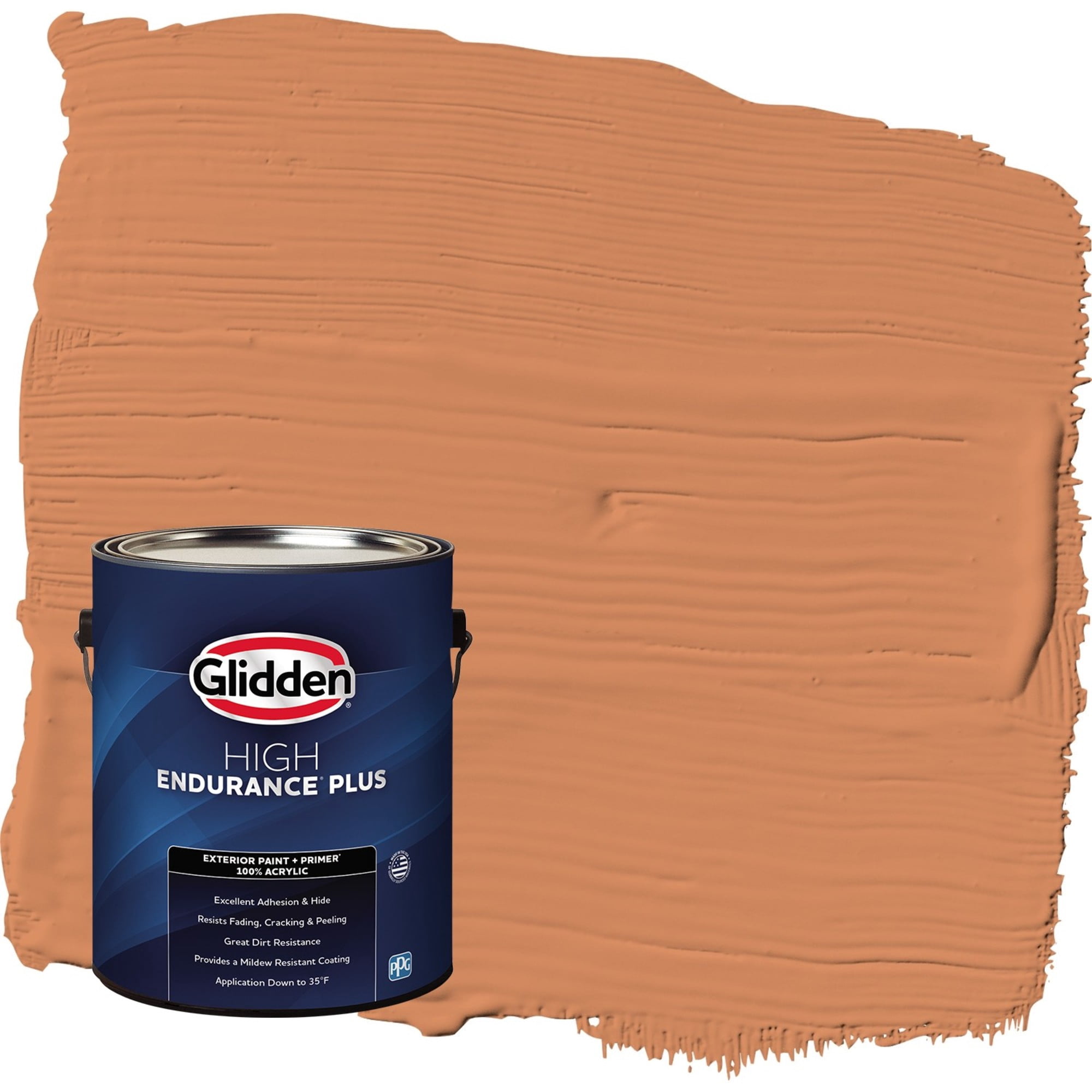 Glidden HEP Georgian Leather / Orange Satin Exterior Paint with Primer, 1 Gallon