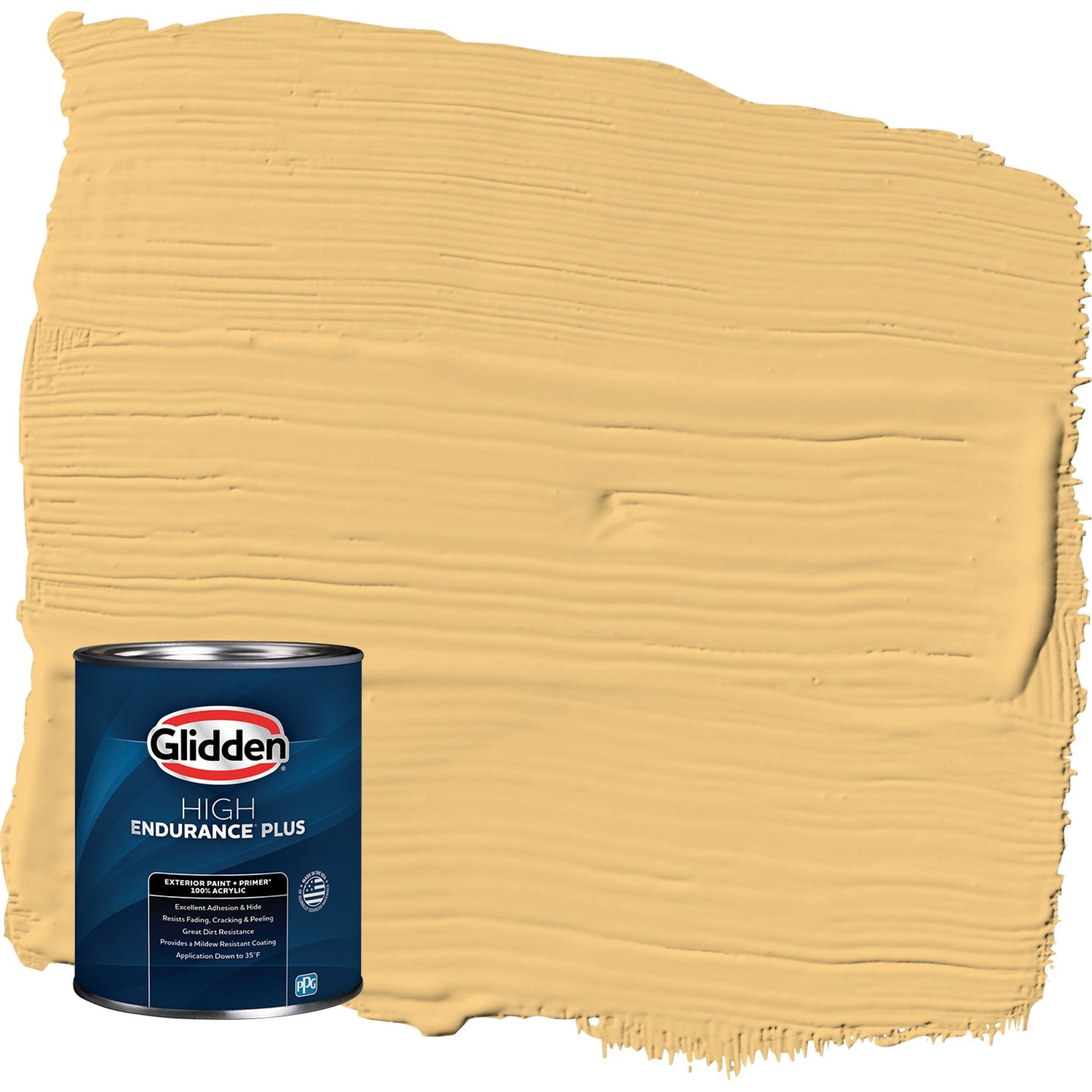 Glidden HEP Gold Buff / Yellow Satin Exterior Paint with Primer, 1 Quart