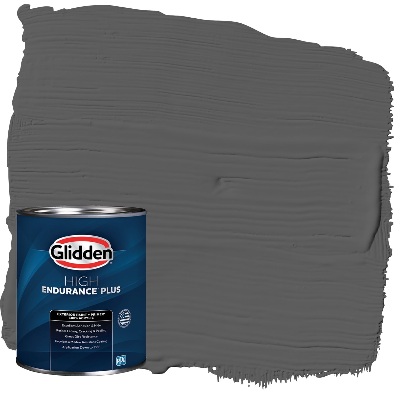 Glidden HEP Exterior Paint + Primer Satin, Knight's Armor / Gray, 1