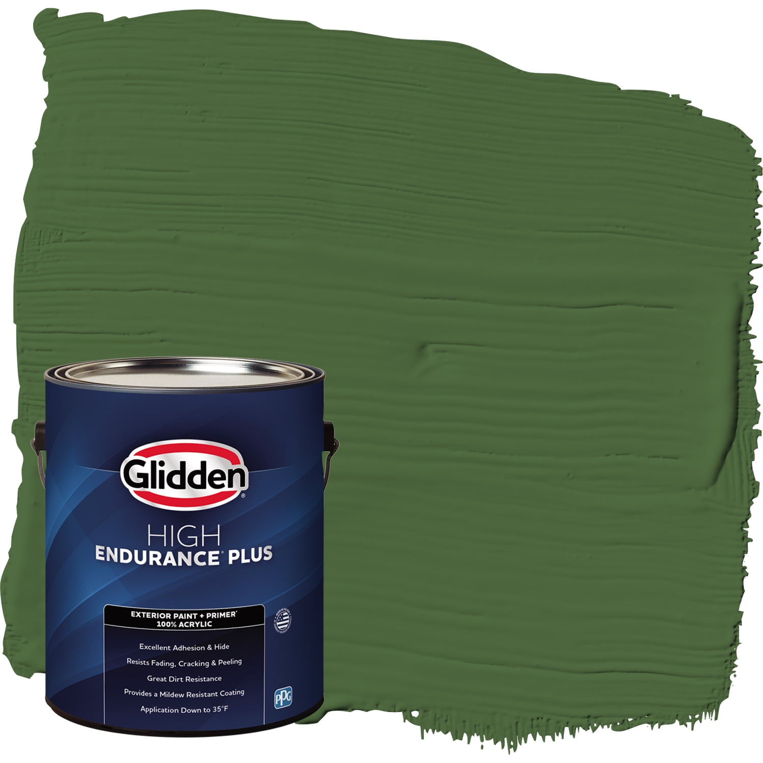 Glidden HEP Exterior Paint + Primer Satin, Mountain Forest / Green, 1